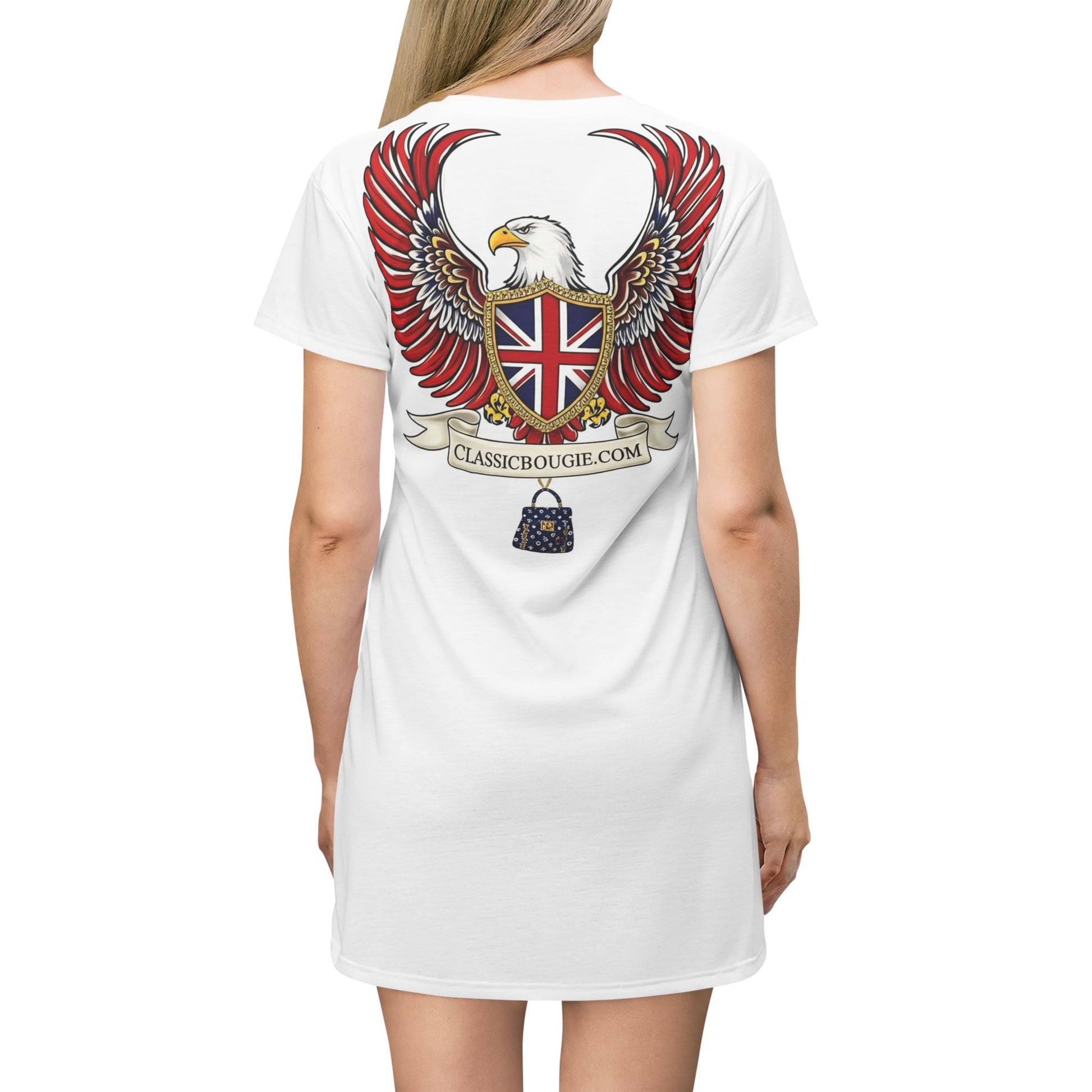 Vintage London-Themed T-Shirt Dress, Casual Wear, Summer Dress, Independence Day Outfit, Gift for Her