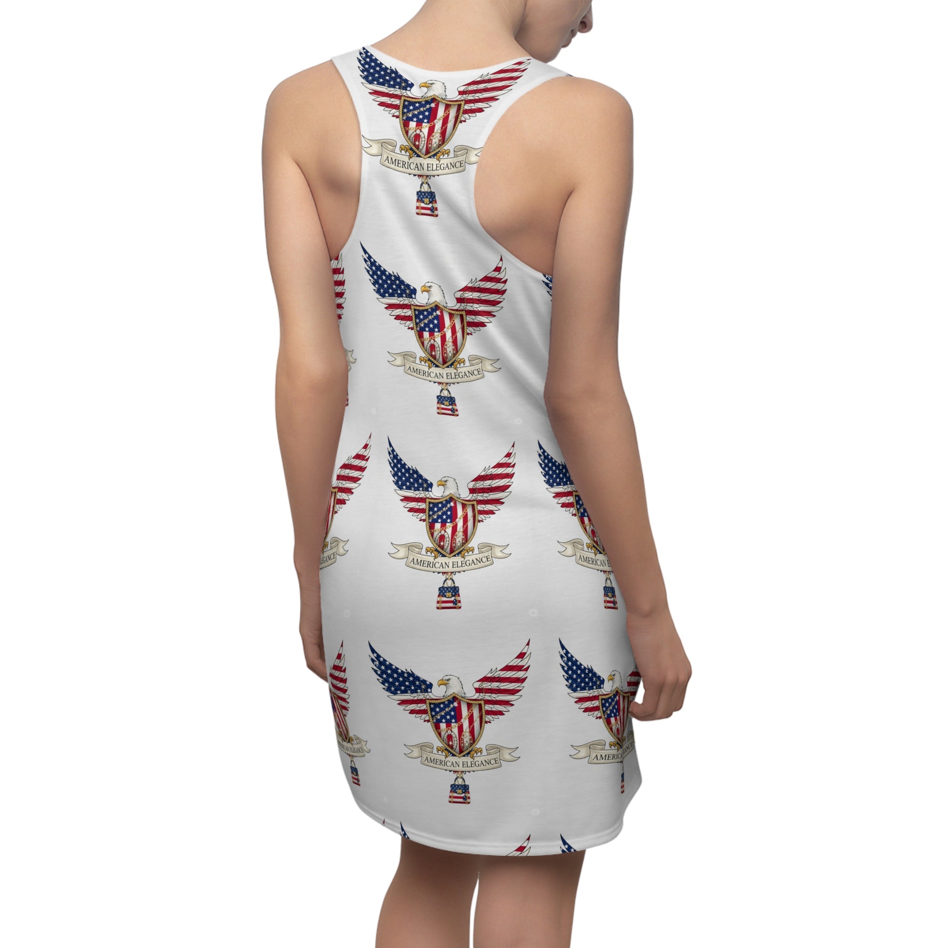 Patriotic Women's Racerback Dress, 4th of July Outfit, Summer Dress, USA Flag Apparel, Memorial Day Fashion, Independence Day Wear