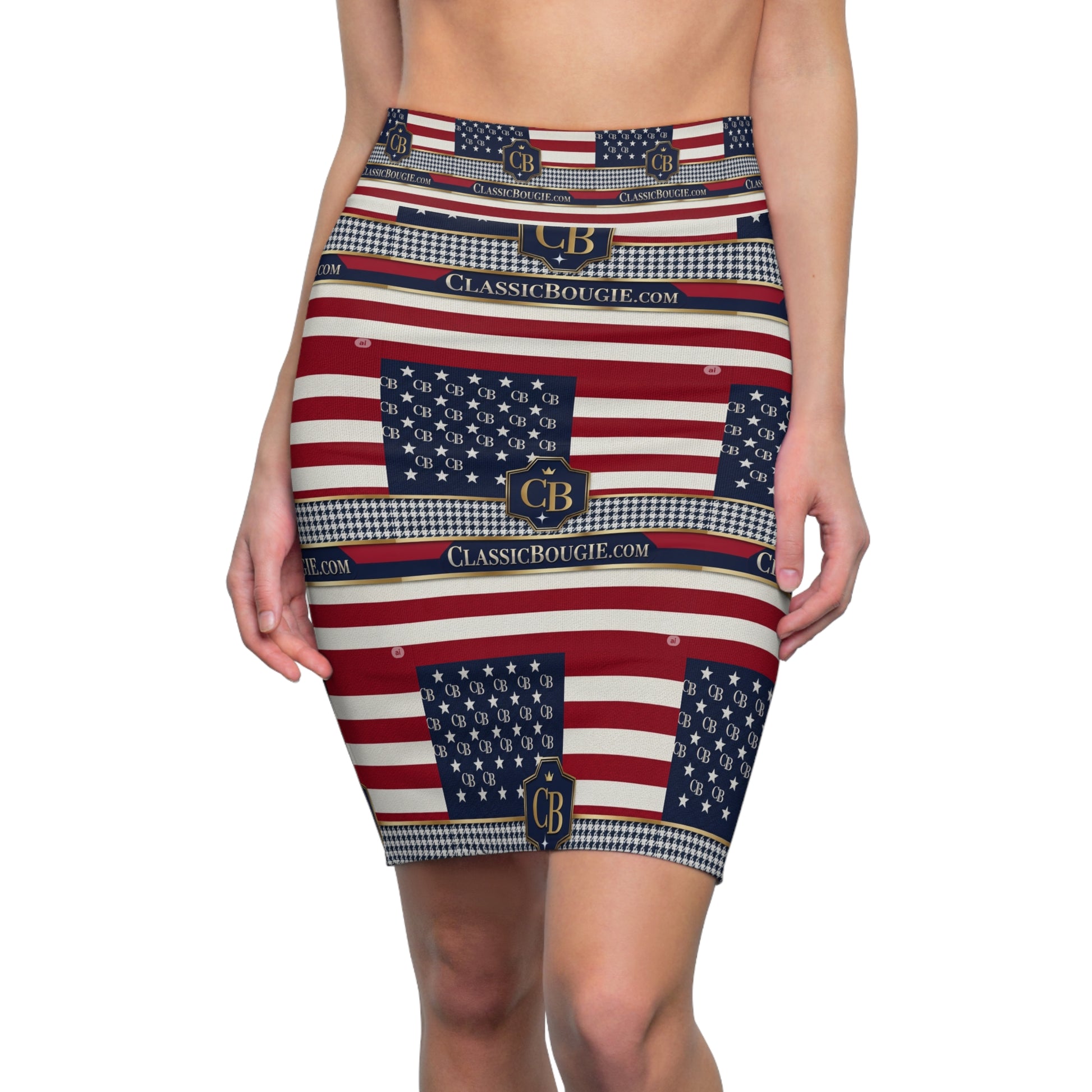Patriotic Pencil Skirt - Celebrate in Style, USA Flag Skirt, Women's Fashion, Independence Day Outfit, Memorial Day Wear, Unique Gift