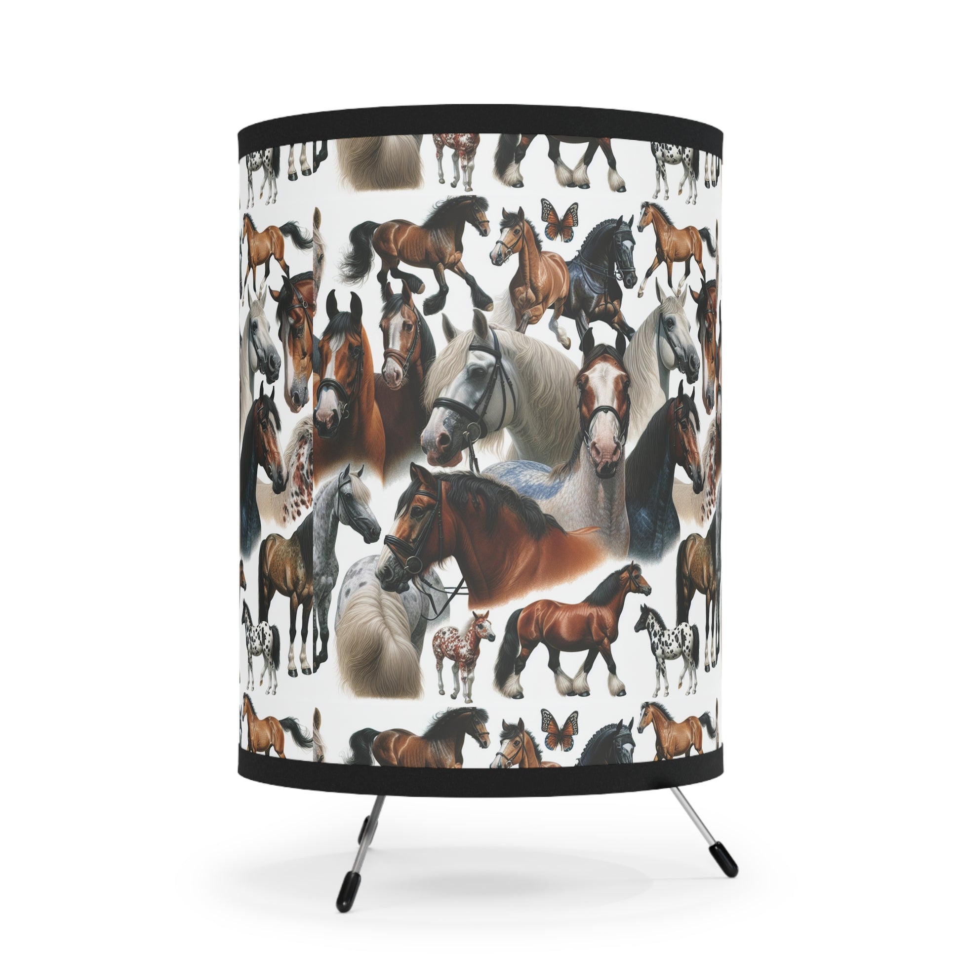 Equestrian Tripod Lamp, Horse Decor, High-Res Printed Shade, Kids Room Lighting, Unique Gift for Horse Lovers, Boho Home Accent