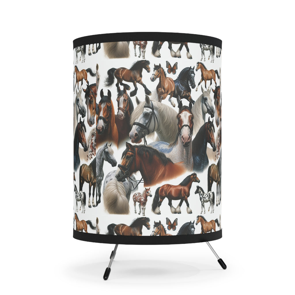 Equestrian Tripod Lamp, Horse Decor, High-Res Printed Shade, Kids Room Lighting, Unique Gift for Horse Lovers, Boho Home Accent