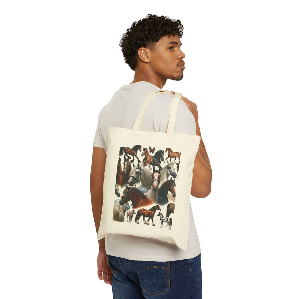 Stylish Cotton Canvas Tote Bag with Horse Art - Perfect for Equestrians, Animal Lovers, Everyday Use, Gifts, and Eco-Friendly Shopping