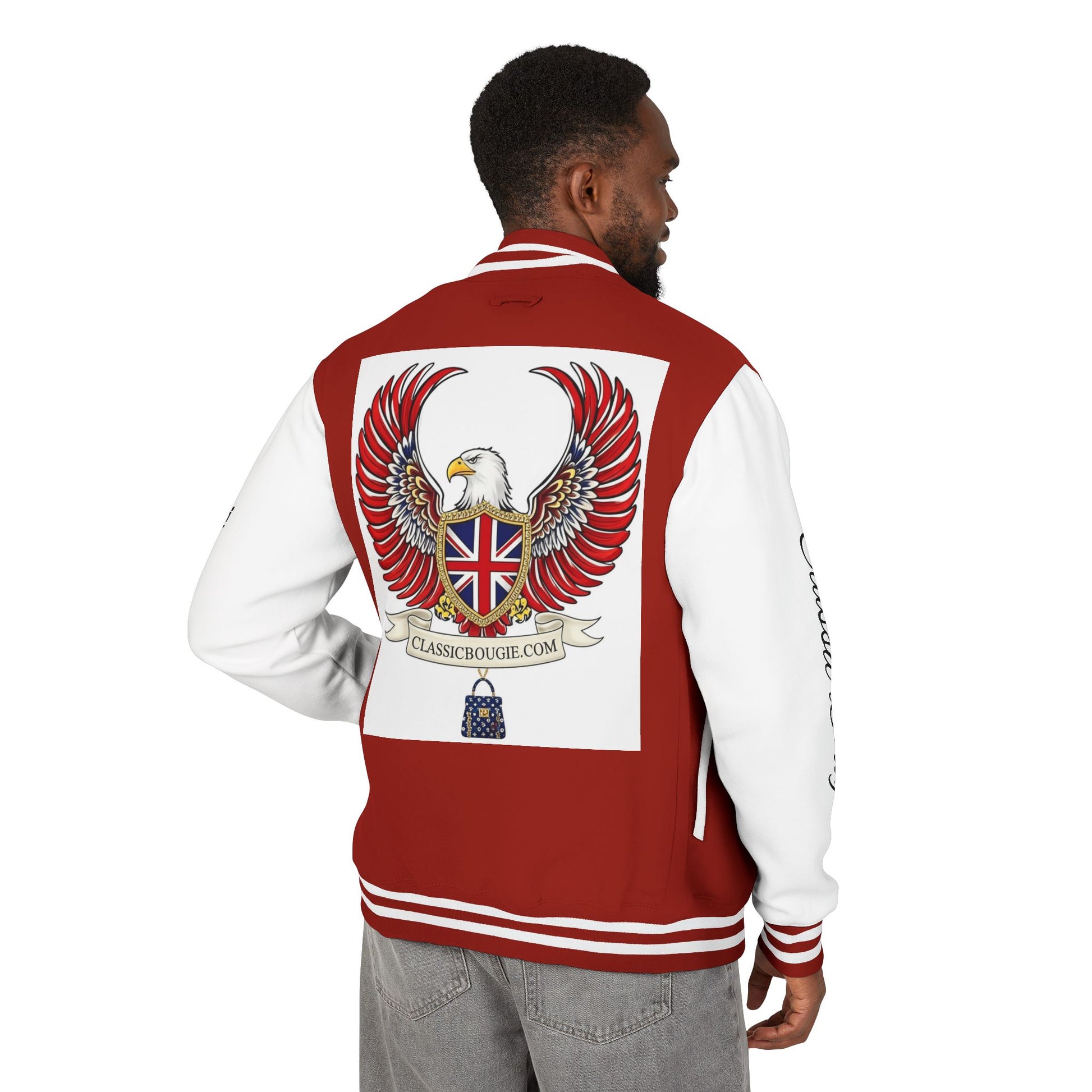 Classic British Eagle Letterman Jacket, Vintage Style, Unisex Outerwear, Statement Piece, Sports Wear, Casual Fashion