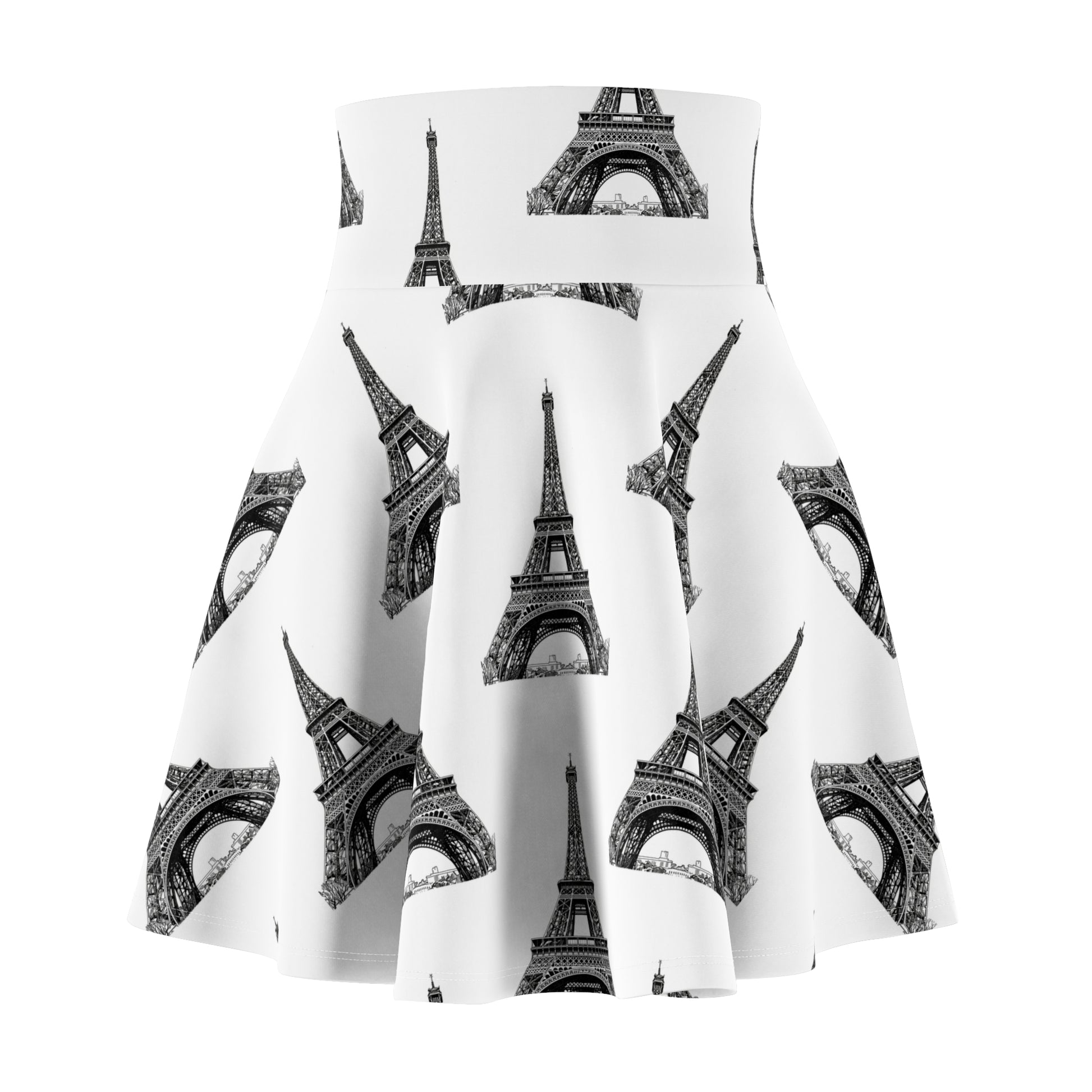 Chic Eiffel Tower Skater Skirt, Feminine Fashion, Paris Themed, Casual Wear, Stylish Summer Outfit, Gift for Her