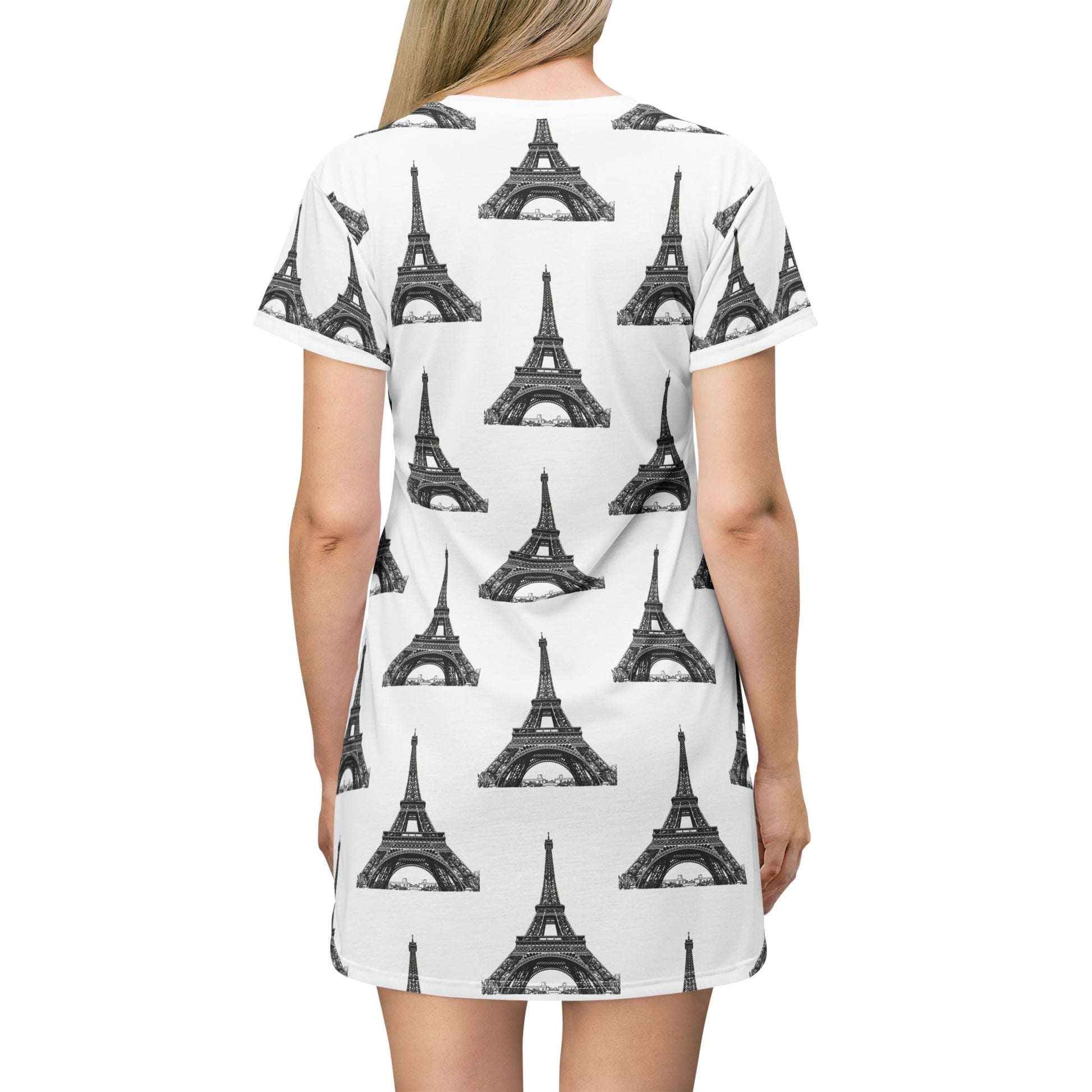 Eiffel Tower T-Shirt Dress, Casual Summer Dress, Travel Outfit, Paris Themed Dress, Gift for Her, Vacation Wear