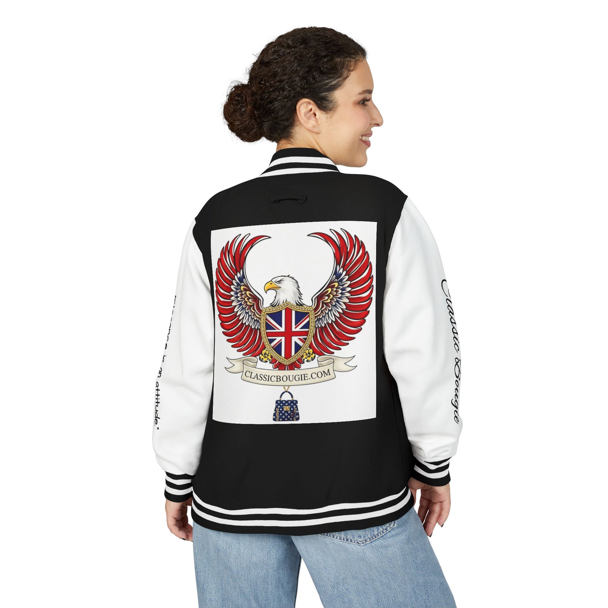 Classic British Eagle Letterman Jacket, Vintage Style, Unisex Outerwear, Statement Piece, Sports Wear, Casual Fashion