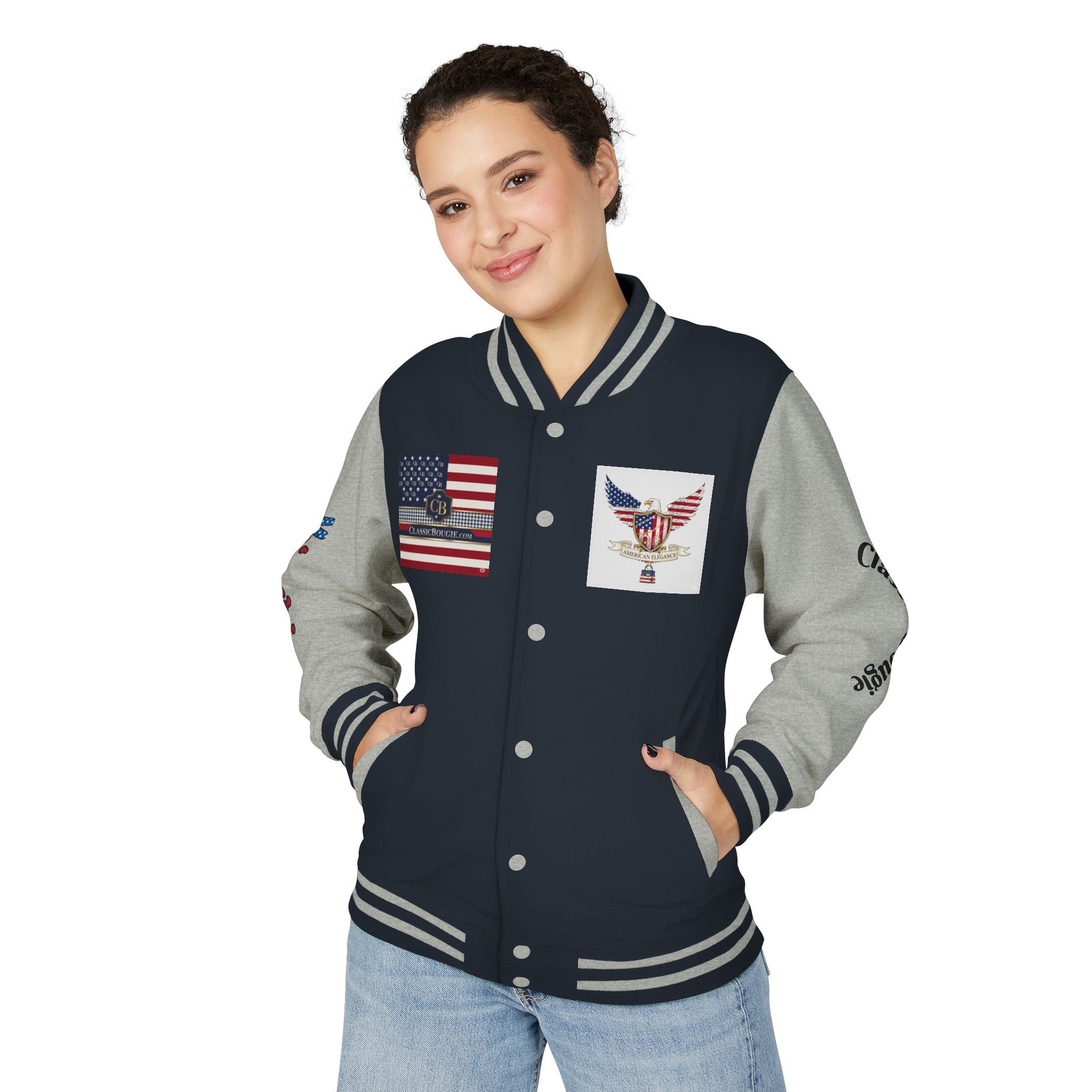 Classic Bougie Unisex Heavyweight Letterman Jacket - Vintage Style, Casual Wear, Trendy Outerwear, College Spirit, Gift for Him/Her