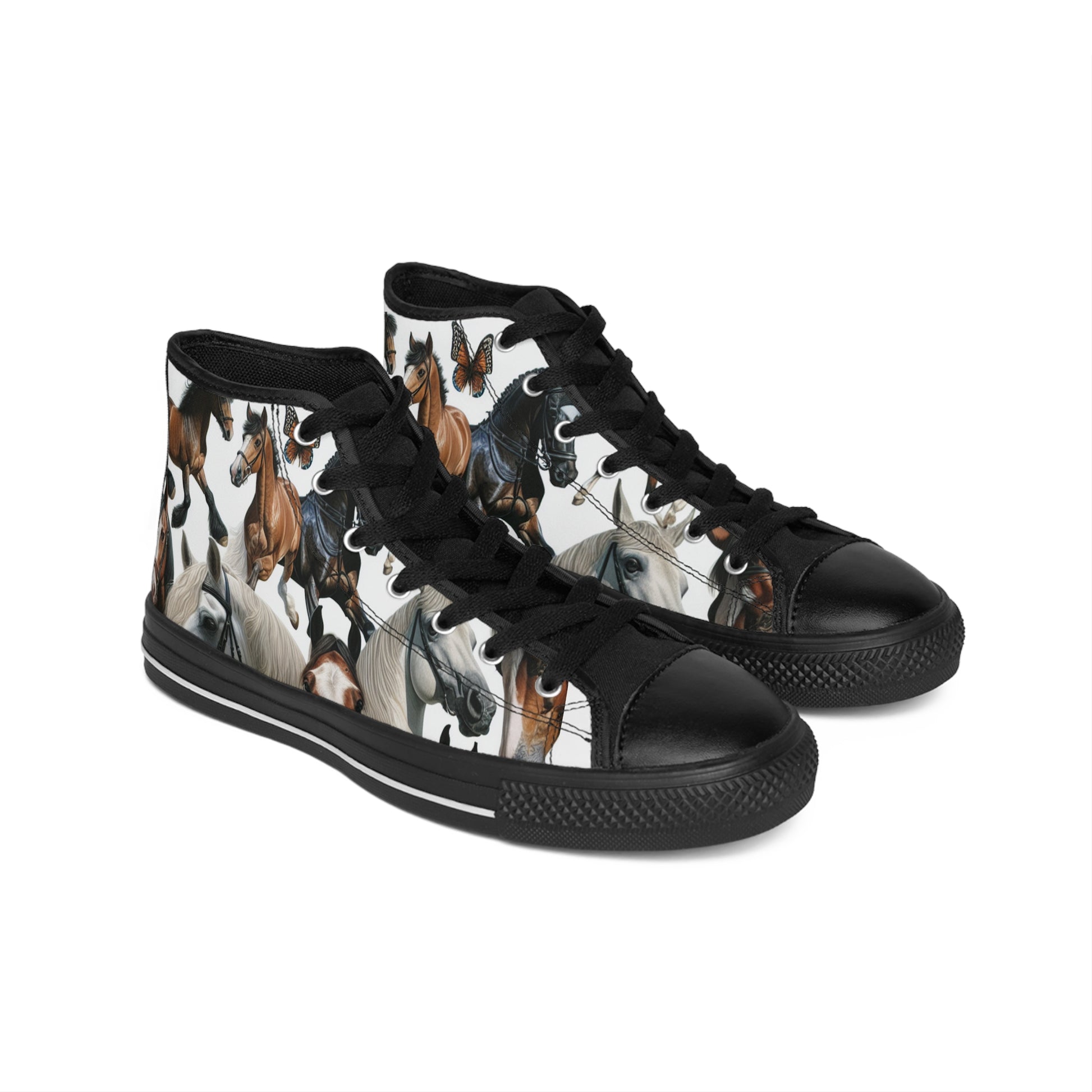 Men's Classic Sneakers with Wild Horse Design, Stylish Footwear, Equestrian Gift, Animal Lovers, Fashion Sneakers, Unique Shoes