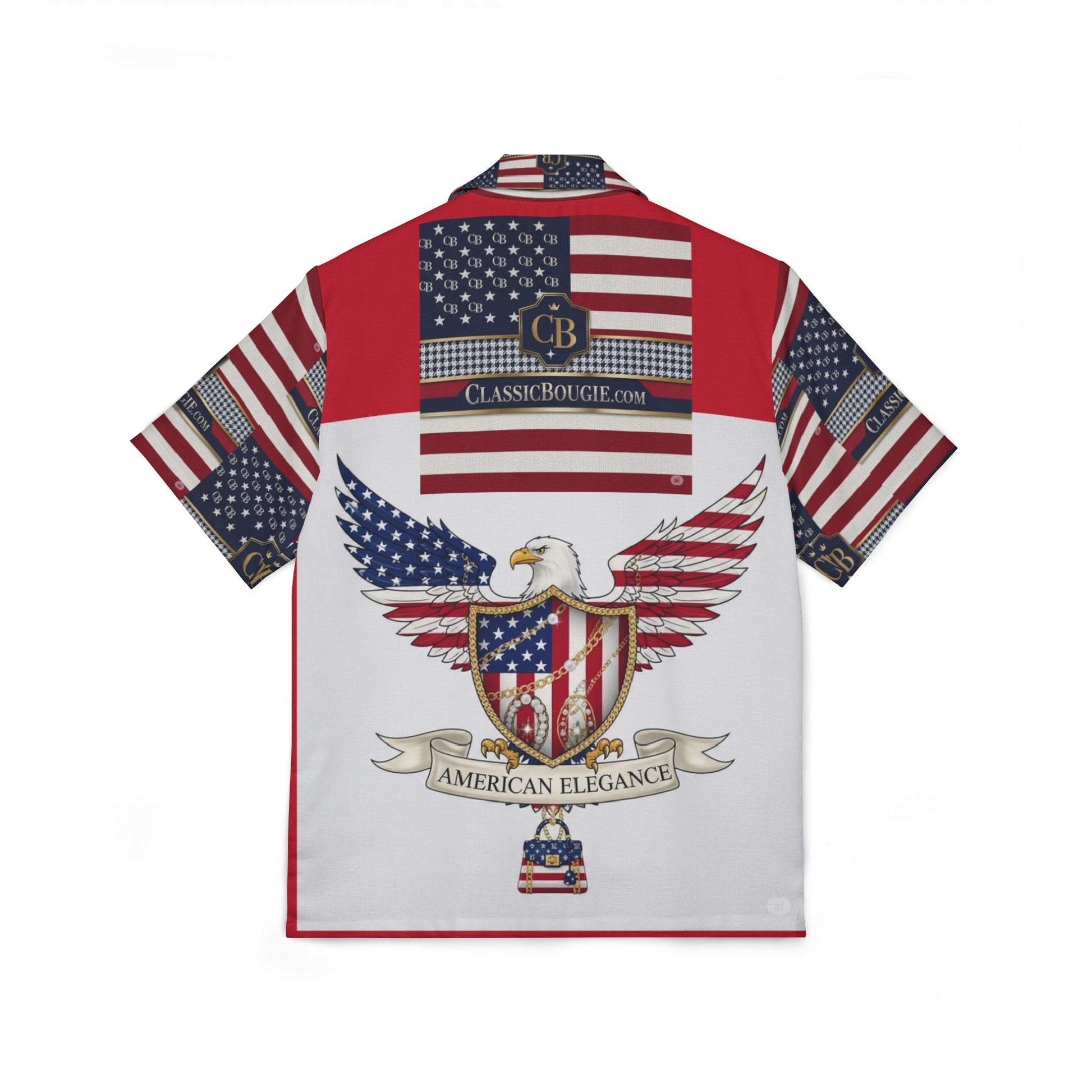Patriotic Hawaiian Camp Shirt, Men's Casual Summer Shirt, 4th of July Shirt, Beach Vacation Wear, Americana Style