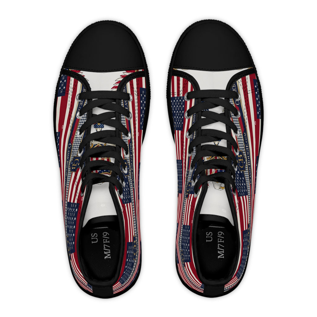 Patriotic High Top Sneakers, Trendy Women's Shoes for Celebrations, Independence Day Footwear, Stylish Sneakers for Everyday Wear, [...]