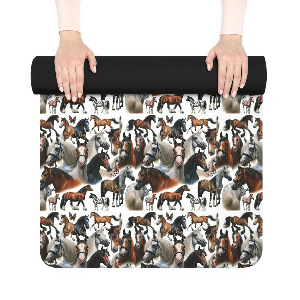 Horse Lover's Rubber Yoga Mat, Non-Slip Exercise Mat, Pet-Themed Fitness Gear, Yoga Accessories for Horse Owners, Gift for Animal Lovers