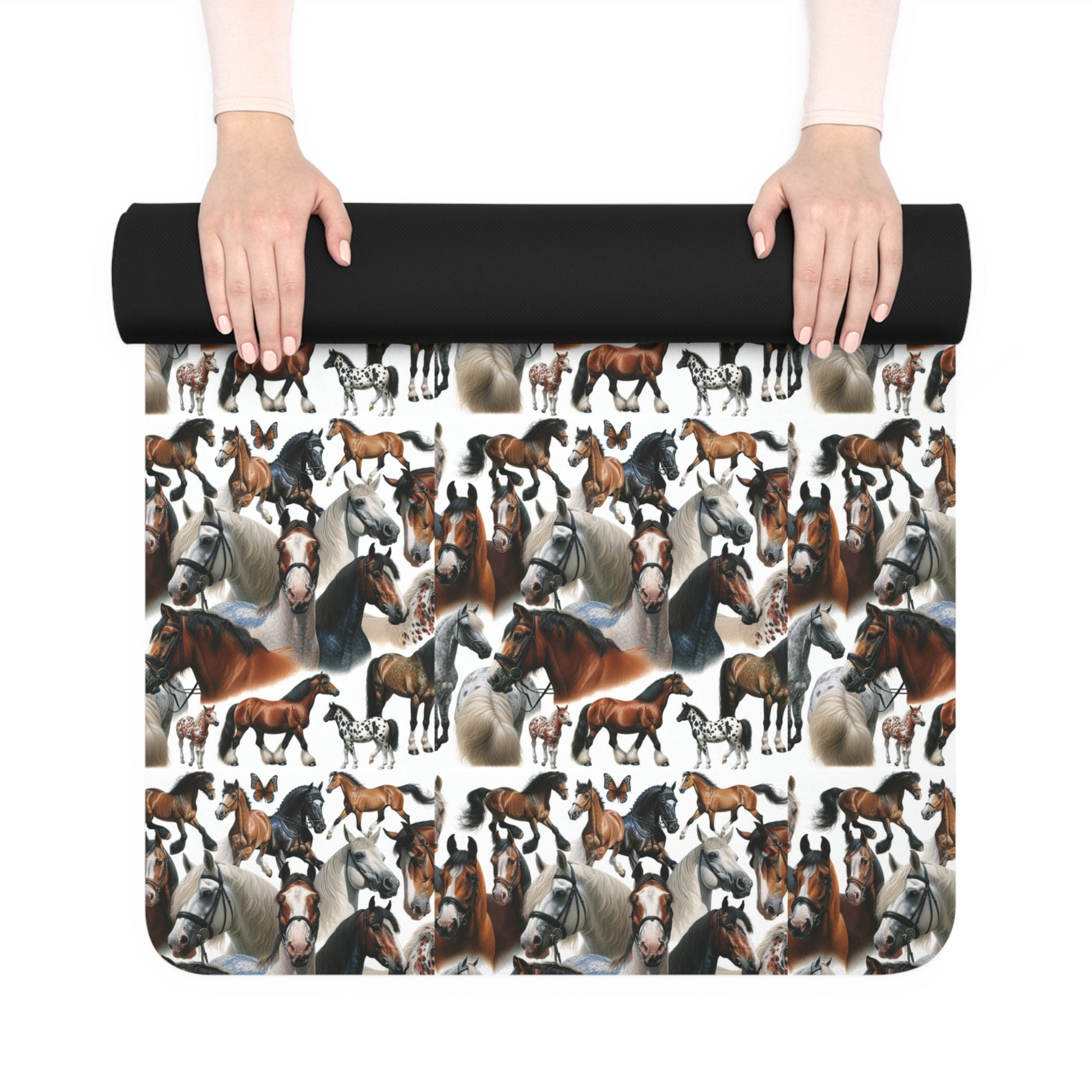 Horse Lover's Rubber Yoga Mat, Non-Slip Exercise Mat, Pet-Themed Fitness Gear, Yoga Accessories for Horse Owners, Gift for Animal Lovers