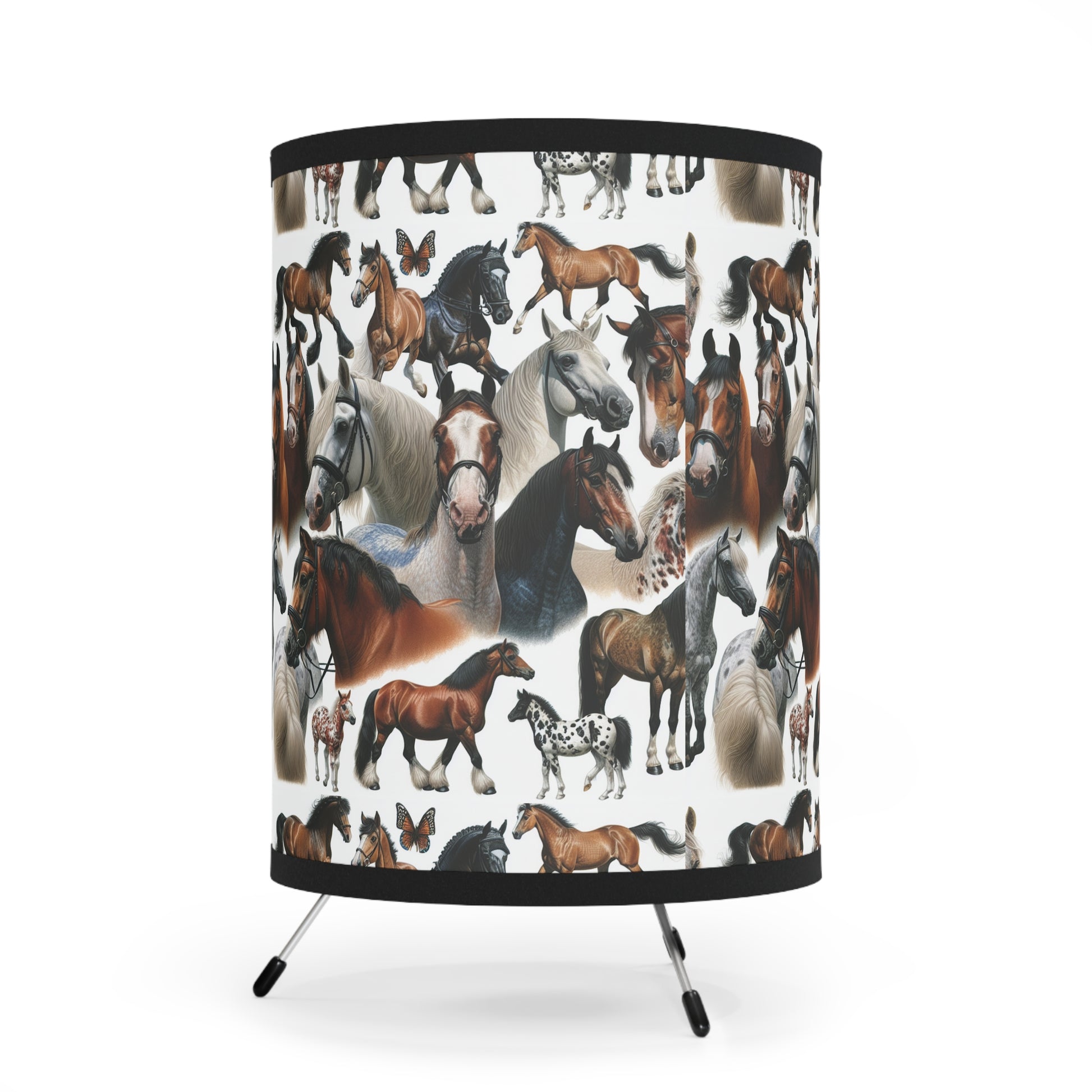 Equestrian Tripod Lamp, Horse Decor, High-Res Printed Shade, Kids Room Lighting, Unique Gift for Horse Lovers, Boho Home Accent