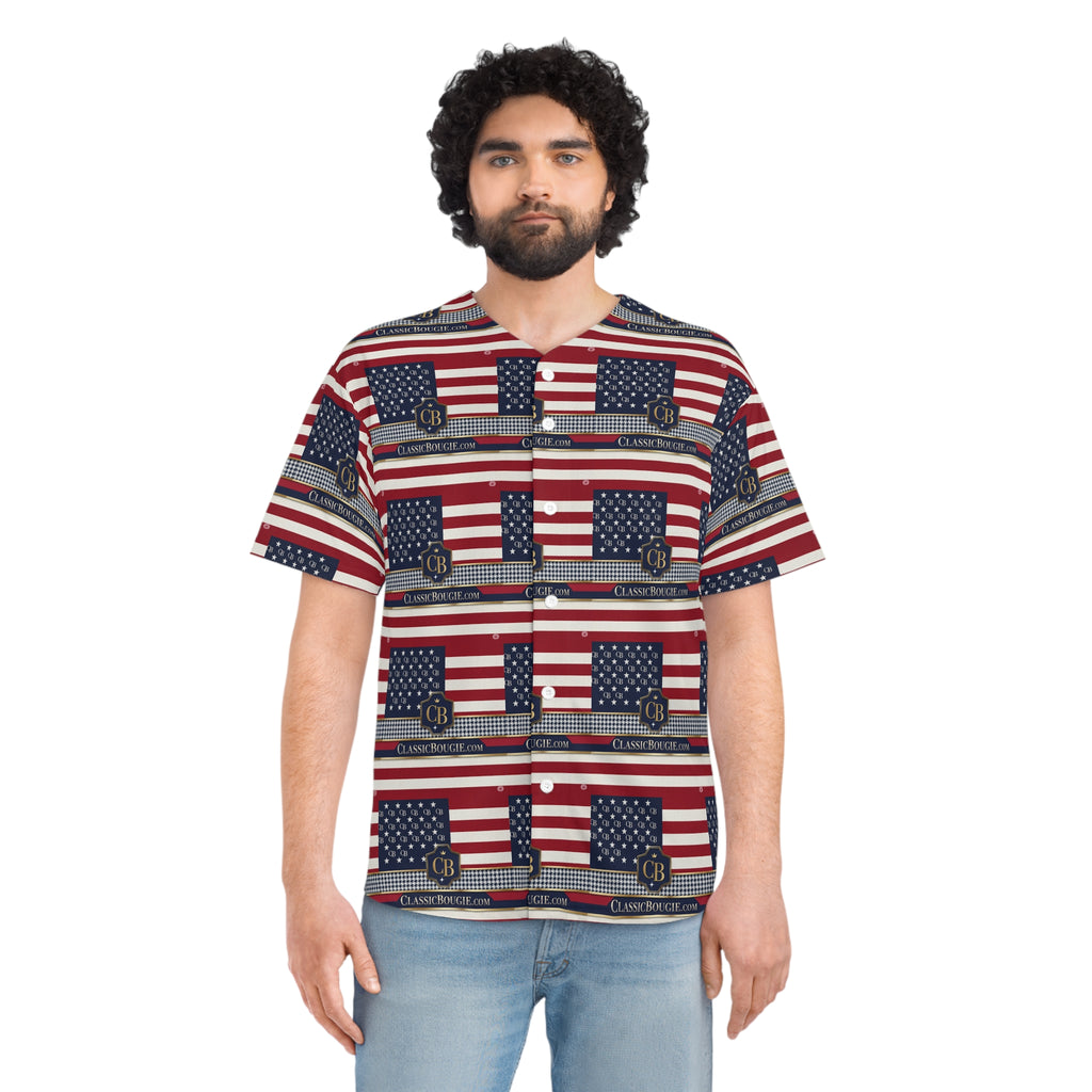 Patriotic Men's Baseball Jersey, Casual Summer Wear, Independence Day Shirt, USA Flag Jersey, Outdoor Sports Apparel