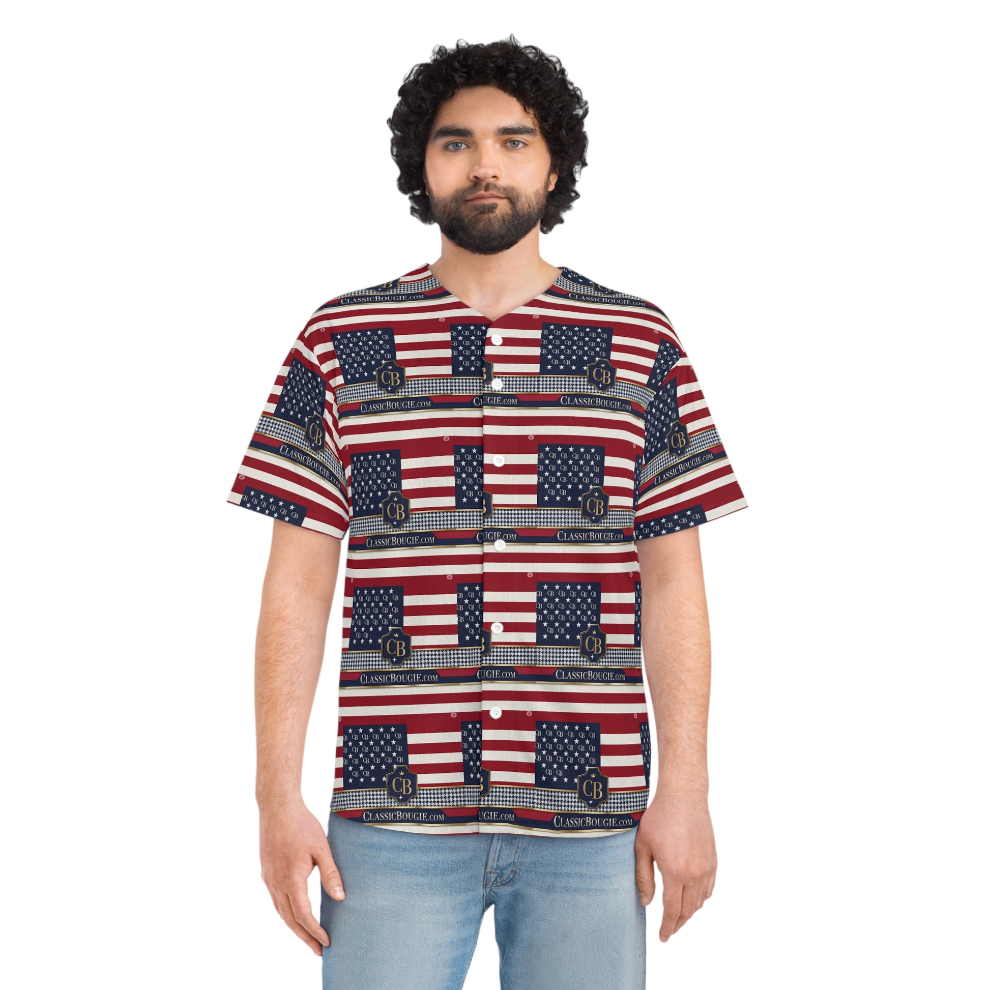 Patriotic Men's Baseball Jersey, Casual Summer Wear, Independence Day Shirt, USA Flag Jersey, Outdoor Sports Apparel