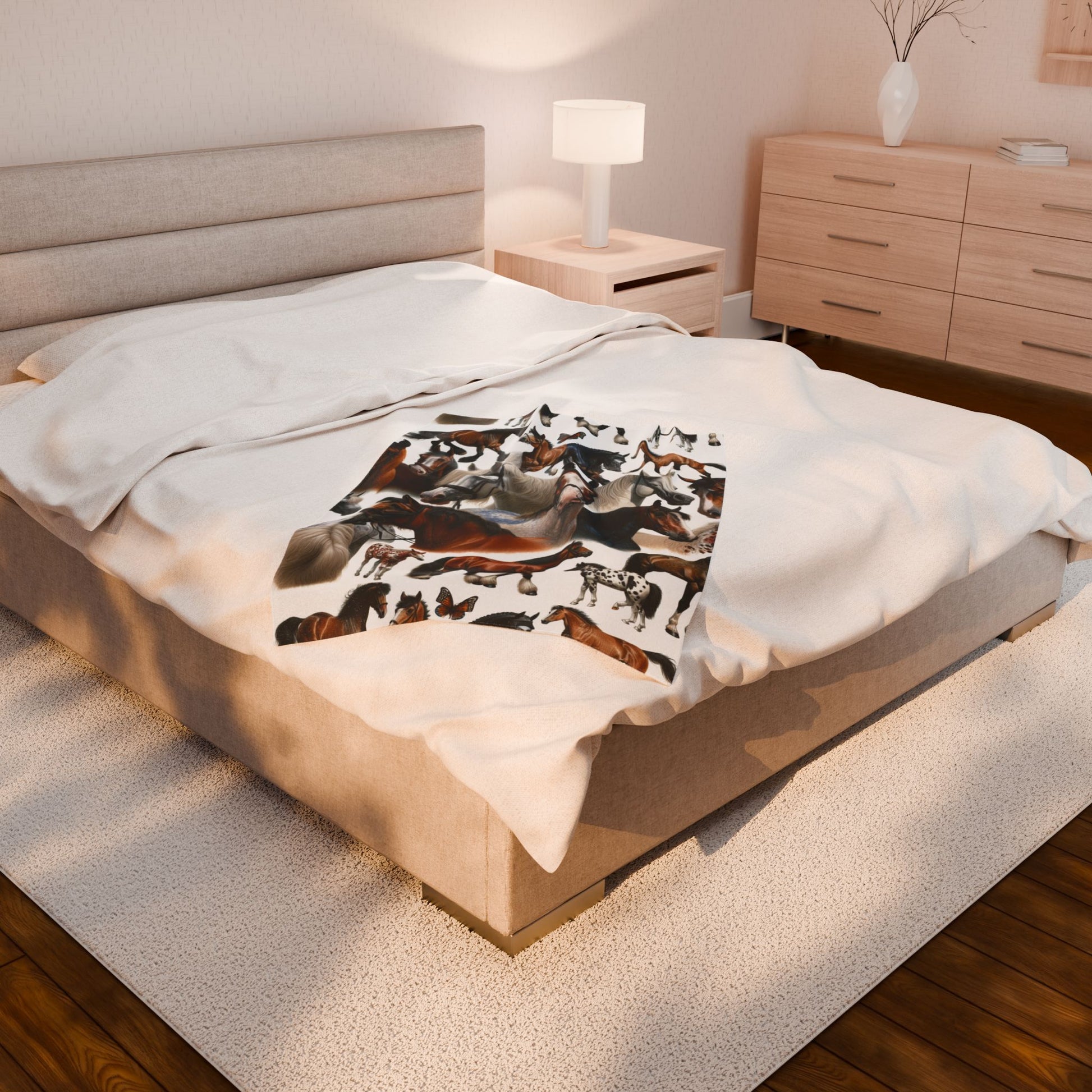 Cozy Horse Lover's Velveteen Plush Blanket | Horse-Themed Gift, Home Decor, Warm Throw, Equestrian Decor, Unique Blanket