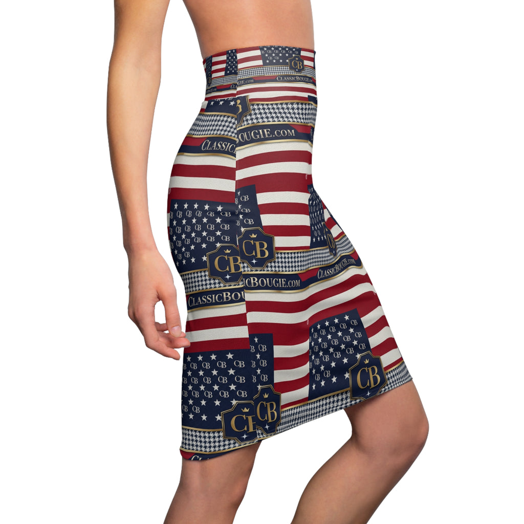 Patriotic Pencil Skirt - Celebrate in Style, USA Flag Skirt, Women's Fashion, Independence Day Outfit, Memorial Day Wear, Unique Gift