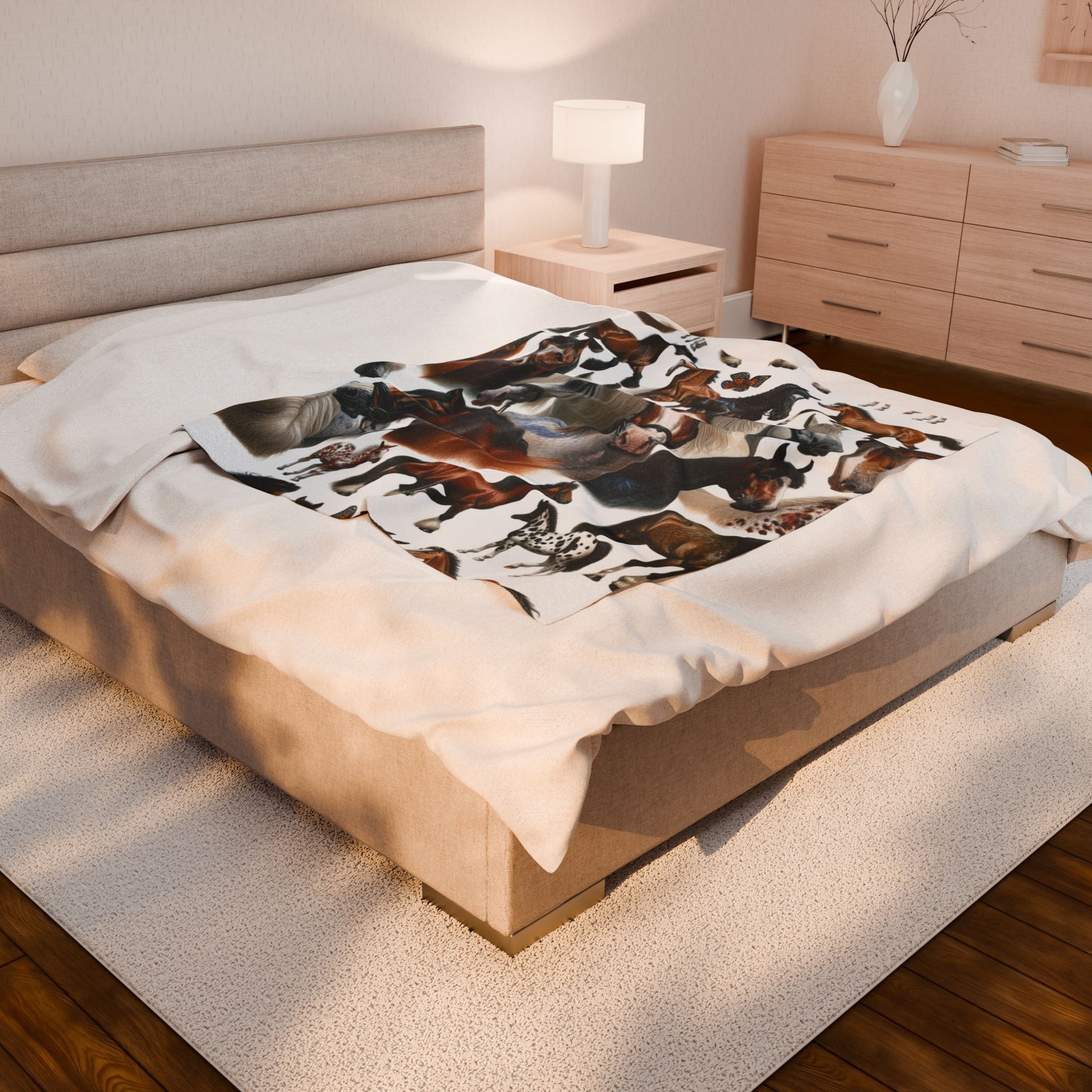 Cozy Horse Lover's Velveteen Plush Blanket | Horse-Themed Gift, Home Decor, Warm Throw, Equestrian Decor, Unique Blanket