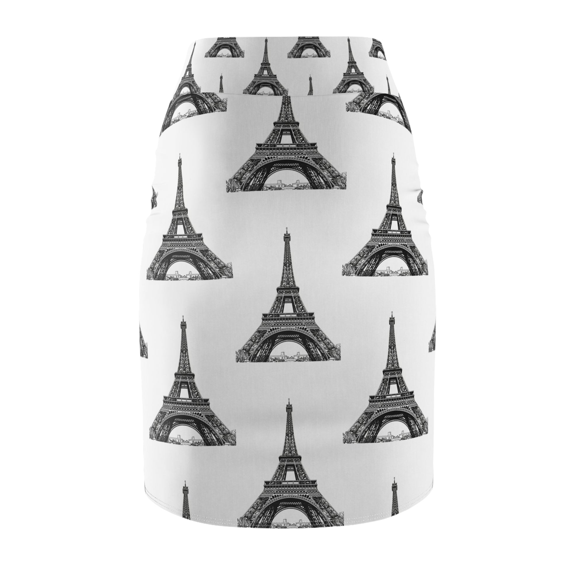 Eiffel Tower Print Women's Pencil Skirt, Chic Office Wear, Parisian Style Skirt, Fashionable Summer Outfit, Gift for Fashion Lovers