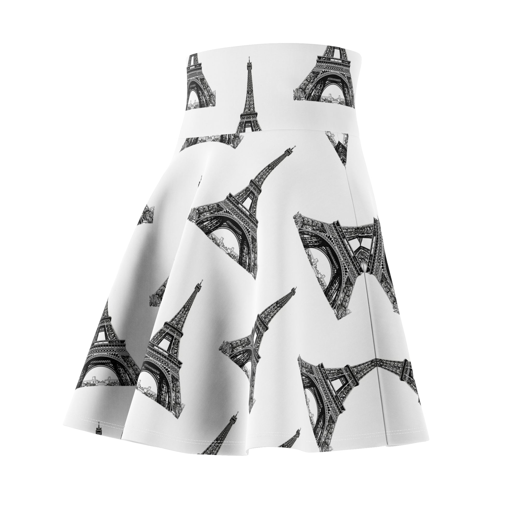 Chic Eiffel Tower Skater Skirt, Feminine Fashion, Paris Themed, Casual Wear, Stylish Summer Outfit, Gift for Her