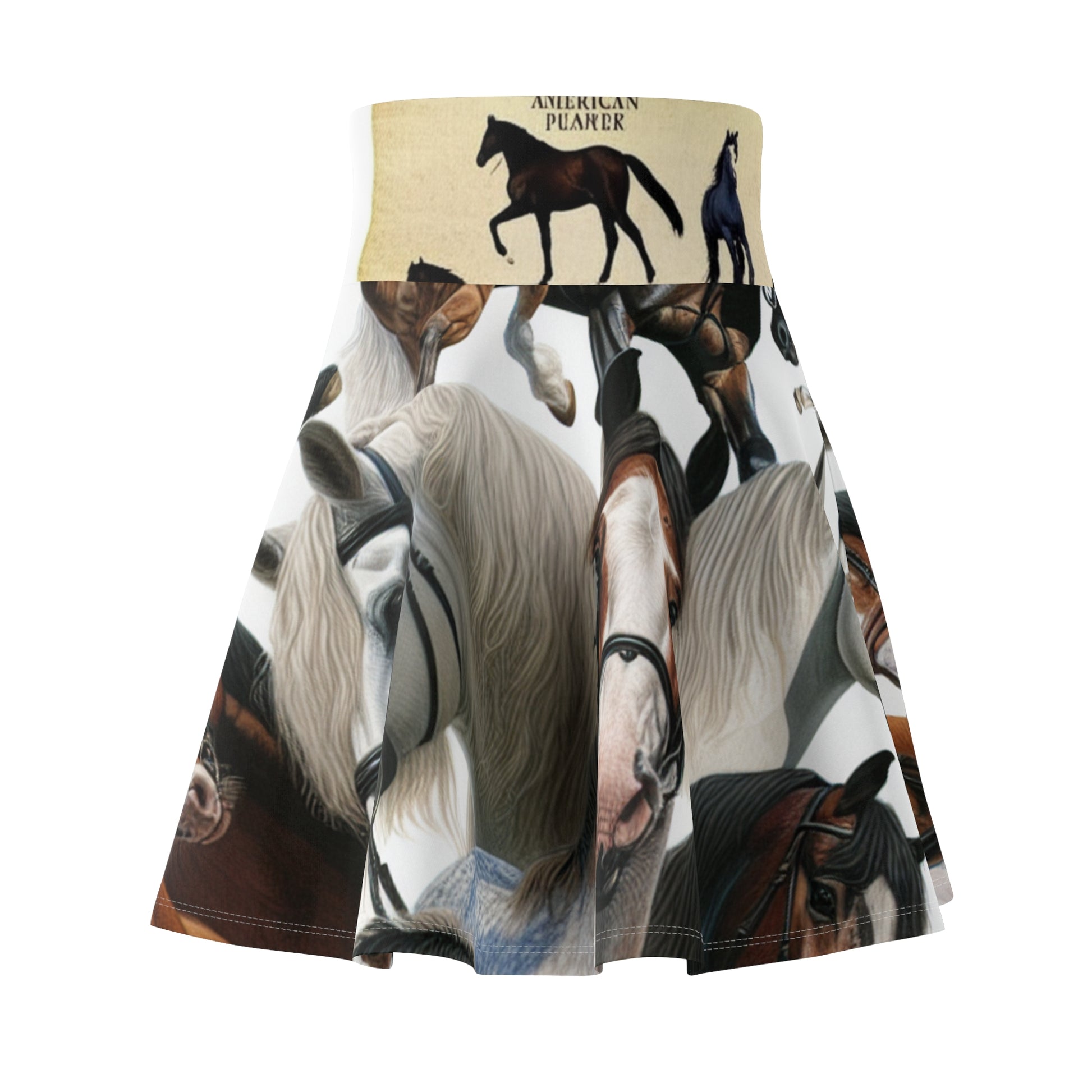 Horse Print Women's Skater Skirt, Equine Lover's Fashion, Gift for Horse Enthusiasts, Vintage Style Skirt, Boho Skirt, Casual Wear