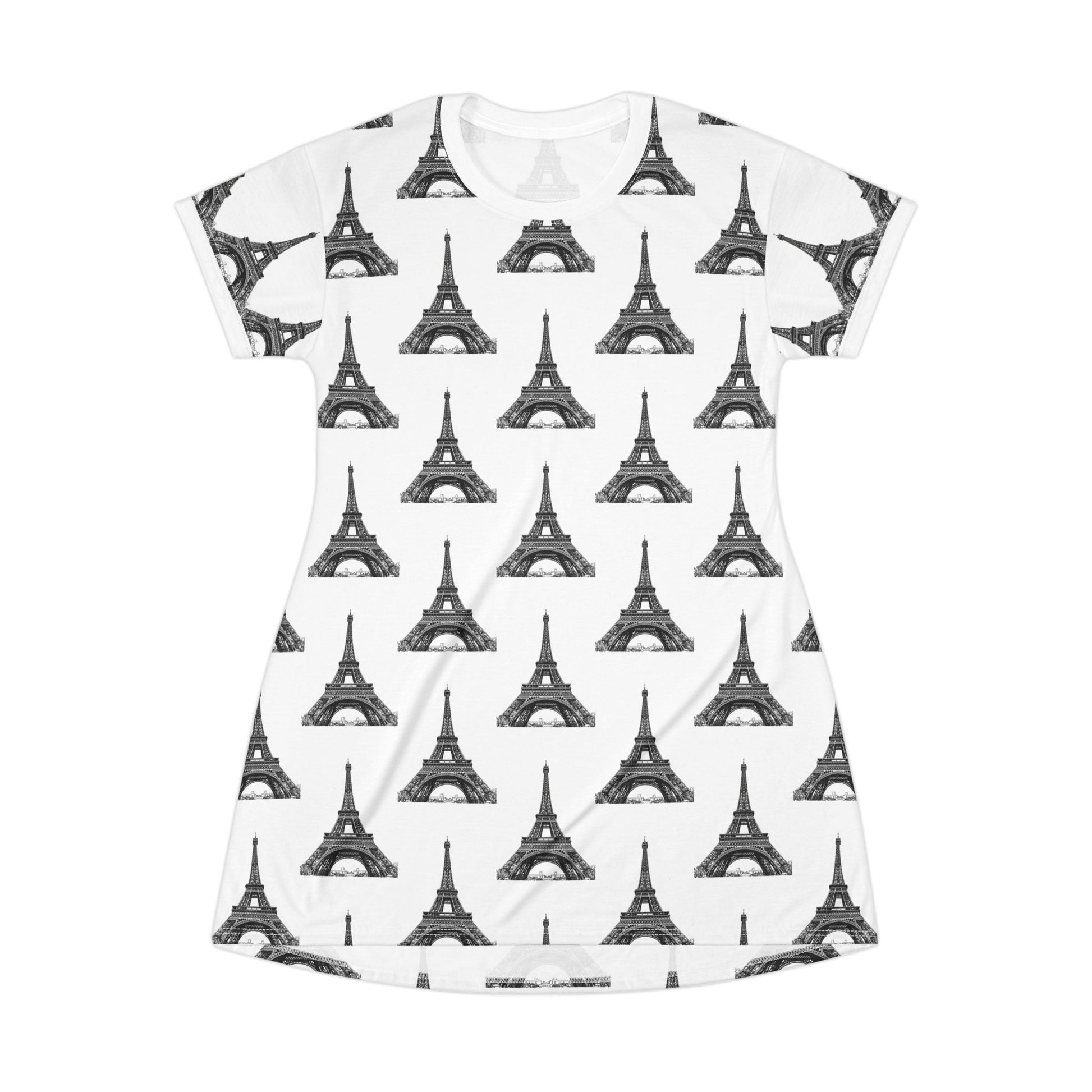 Eiffel Tower T-Shirt Dress, Casual Summer Dress, Travel Outfit, Paris Themed Dress, Gift for Her, Vacation Wear