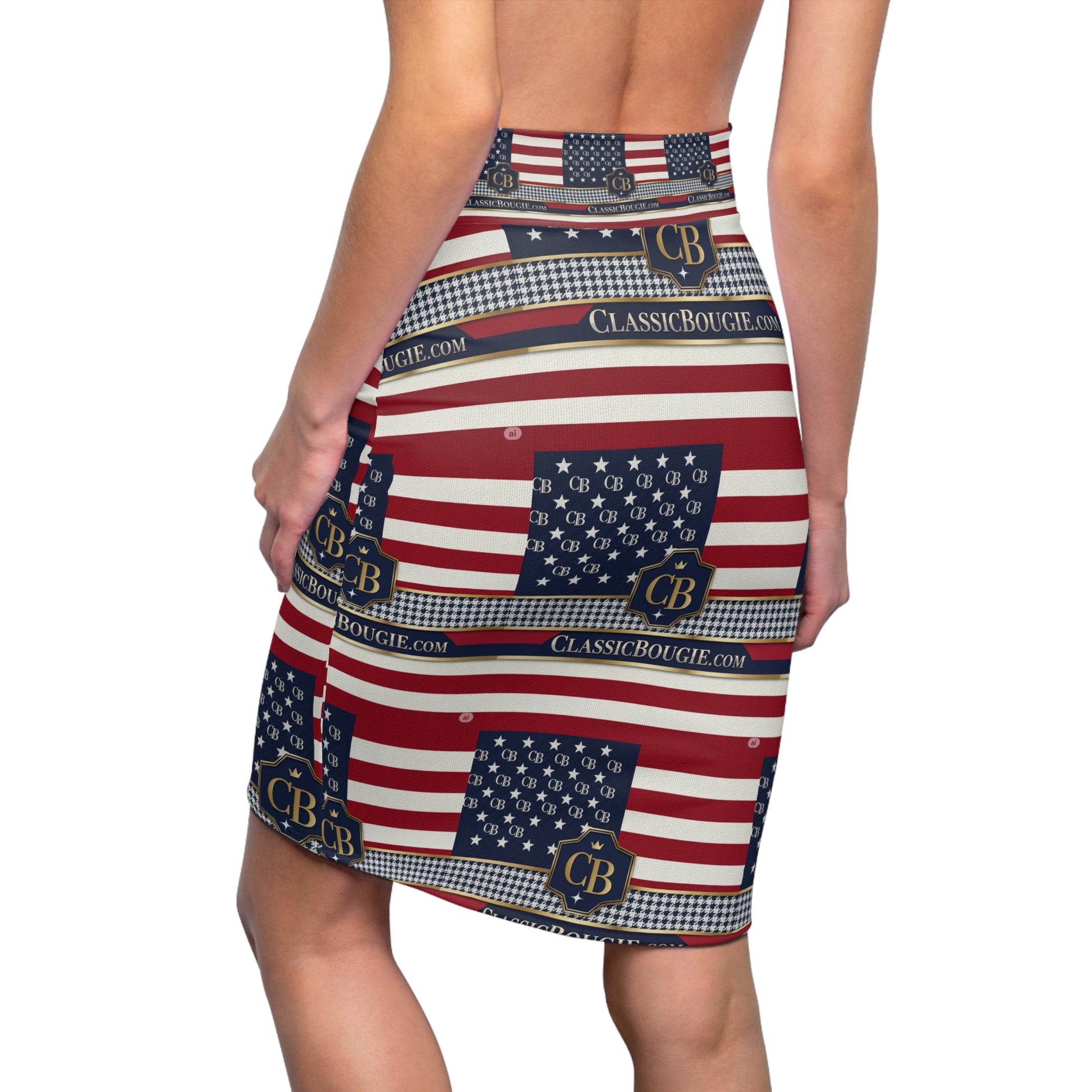 Patriotic Pencil Skirt - Celebrate in Style, USA Flag Skirt, Women's Fashion, Independence Day Outfit, Memorial Day Wear, Unique Gift