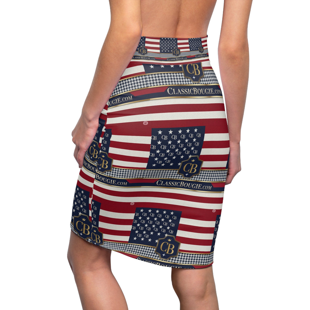 Patriotic Pencil Skirt - Celebrate in Style, USA Flag Skirt, Women's Fashion, Independence Day Outfit, Memorial Day Wear, Unique Gift