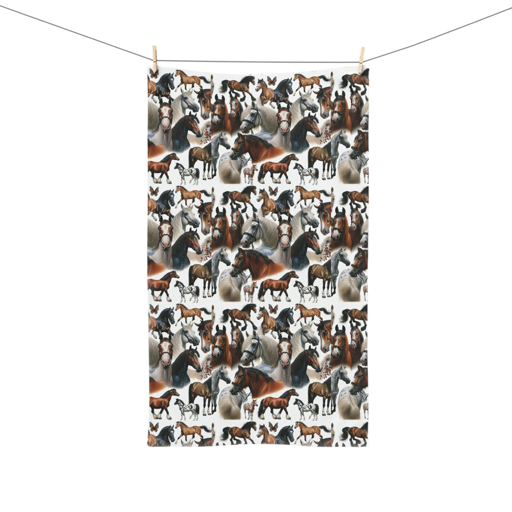Equine-themed Hand Towel, Horse Lover Gift, Farmhouse Kitchen Decor, Equestrian Home Accessory, Animal Print Towel, Unique Bathroom Decor