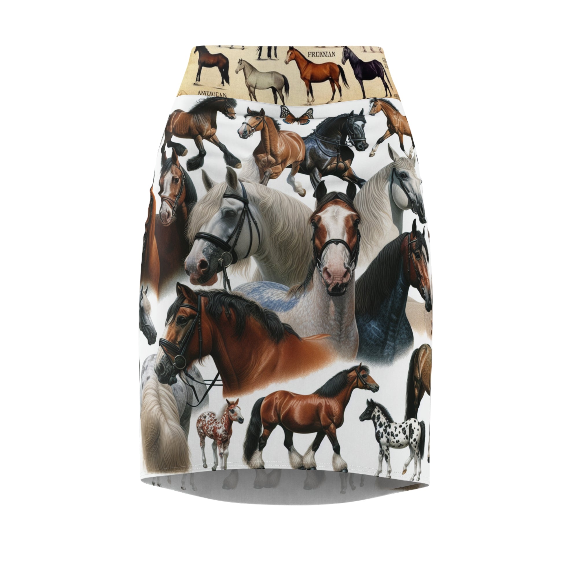 Equestrian-Themed Women's Pencil Skirt, Horse Lover's Fashion, Animal Print Skirt, Ideal Gift for Riders, Unique Ladies Skirt