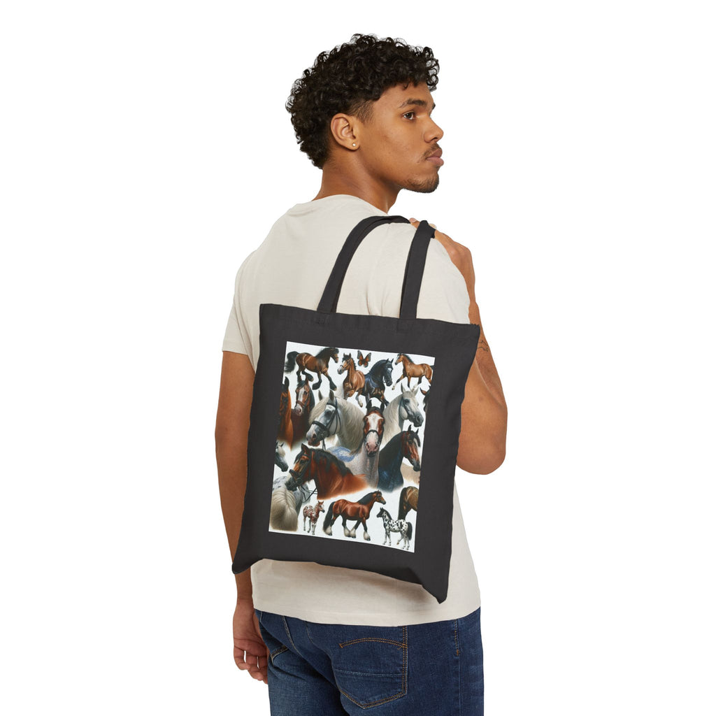 Stylish Cotton Canvas Tote Bag with Horse Art - Perfect for Equestrians, Animal Lovers, Everyday Use, Gifts, and Eco-Friendly Shopping