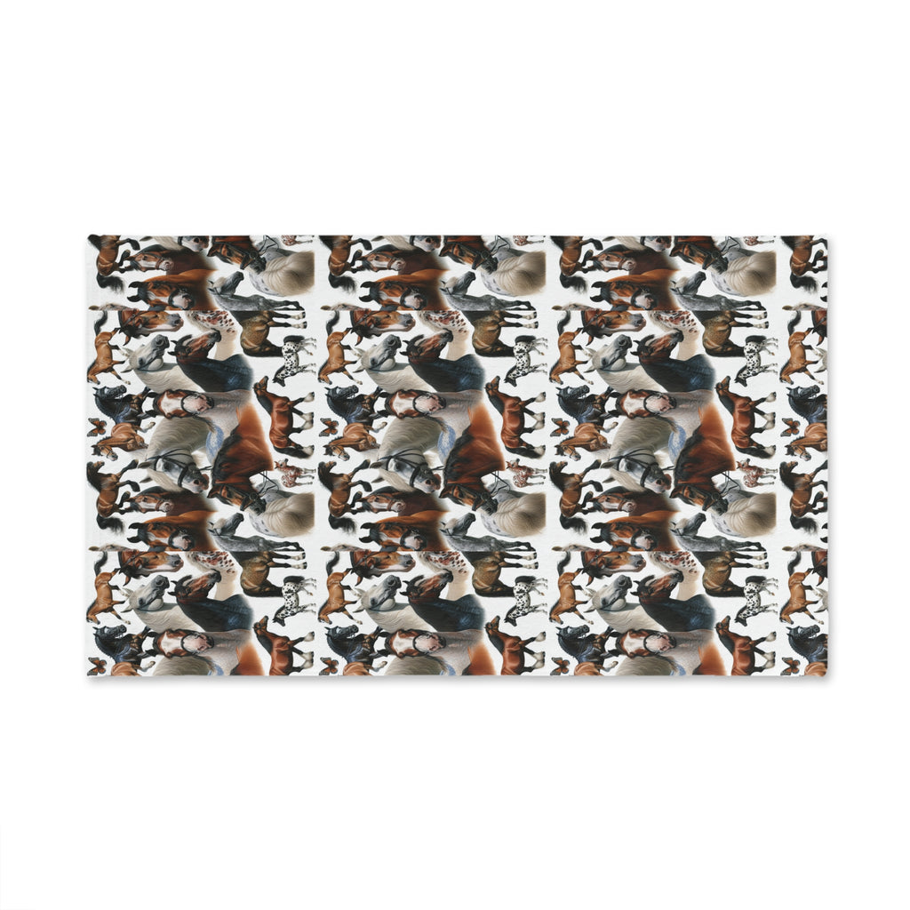 Equine-themed Hand Towel, Horse Lover Gift, Farmhouse Kitchen Decor, Equestrian Home Accessory, Animal Print Towel, Unique Bathroom Decor