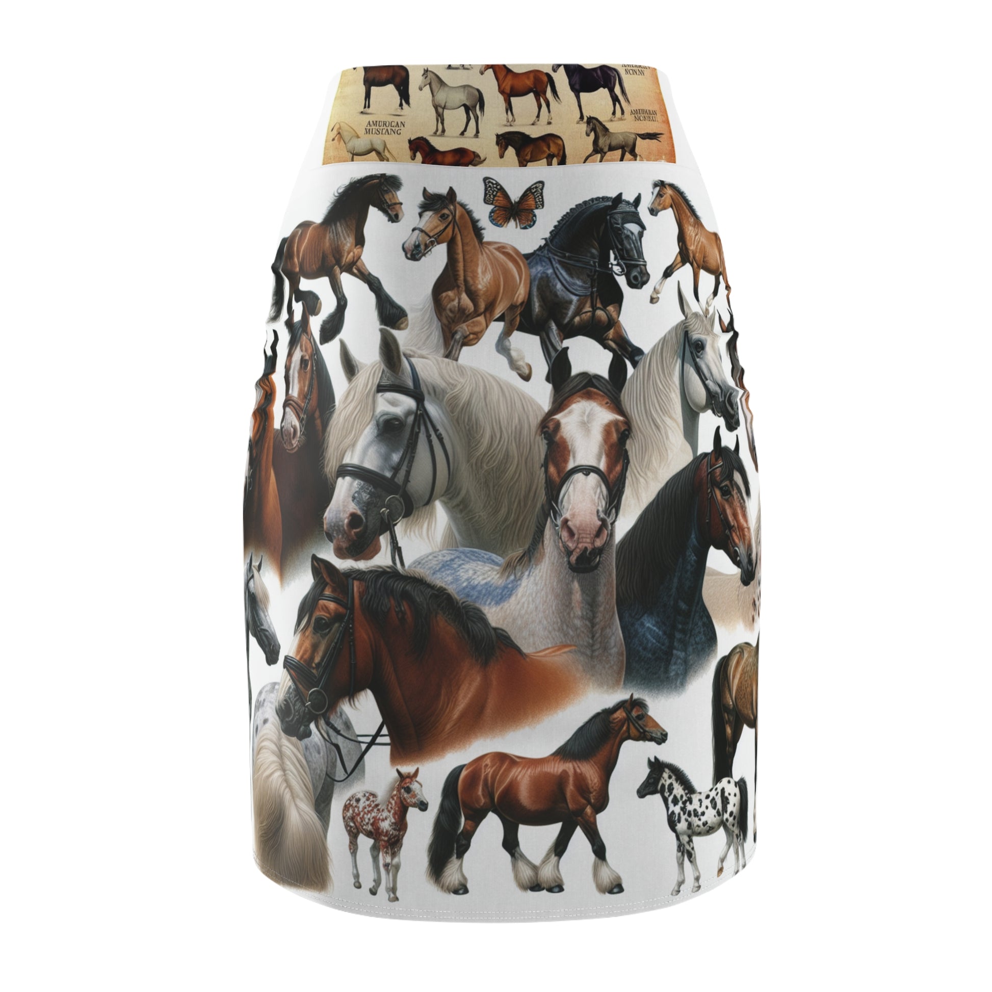 Equestrian-Themed Women's Pencil Skirt, Horse Lover's Fashion, Animal Print Skirt, Ideal Gift for Riders, Unique Ladies Skirt