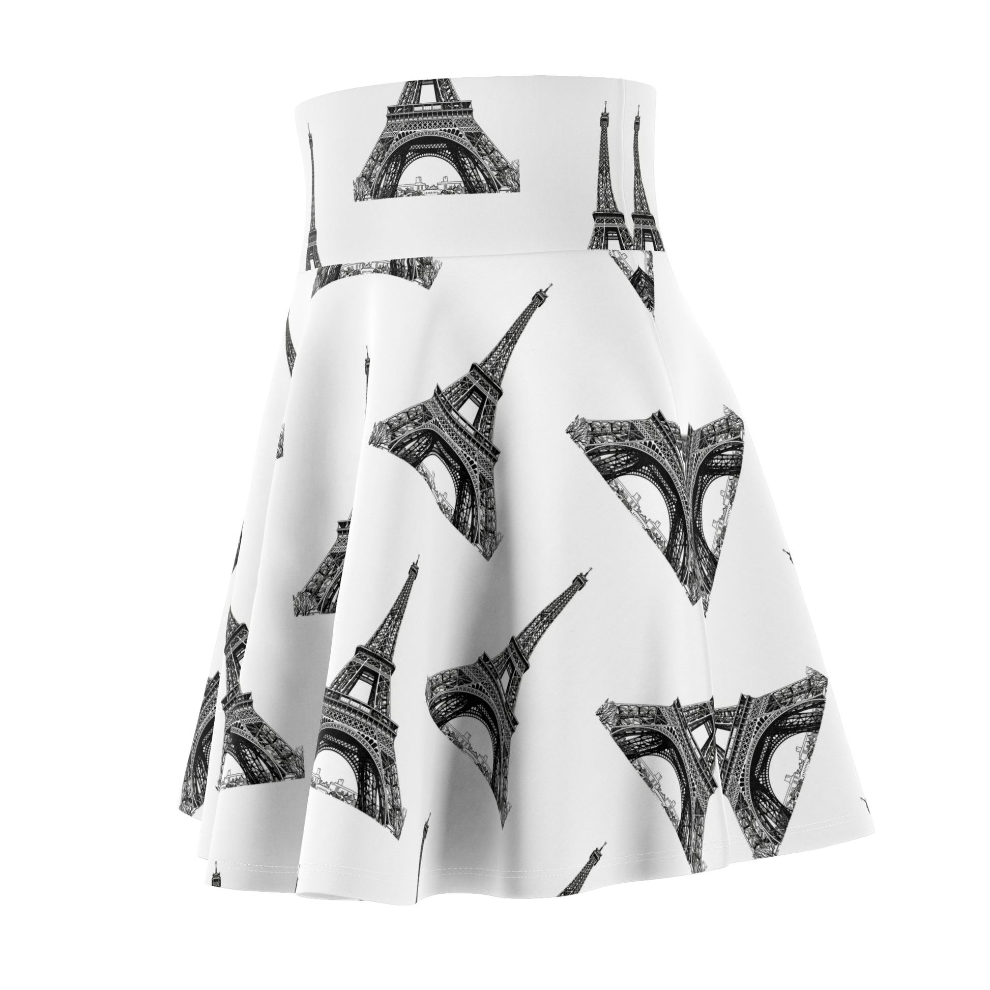 Chic Eiffel Tower Skater Skirt, Feminine Fashion, Paris Themed, Casual Wear, Stylish Summer Outfit, Gift for Her