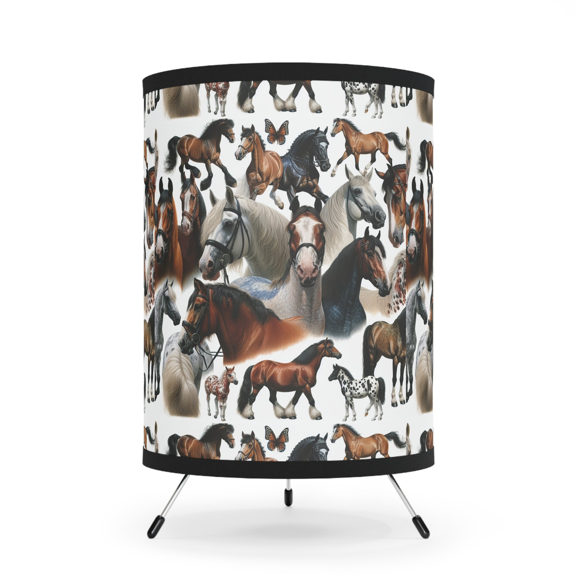 Equestrian Tripod Lamp, Horse Decor, High-Res Printed Shade, Kids Room Lighting, Unique Gift for Horse Lovers, Boho Home Accent