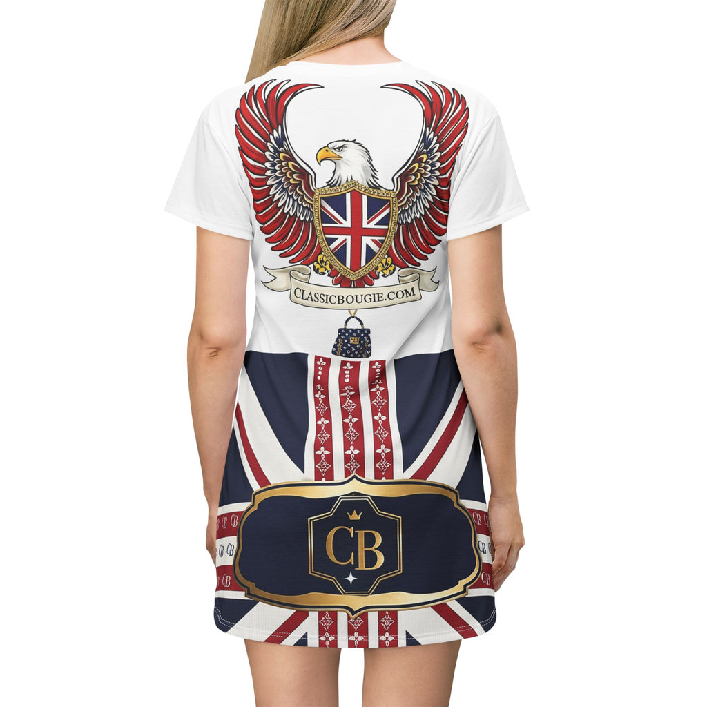 Vintage London-Themed T-Shirt Dress, Casual Wear, Summer Dress, Independence Day Outfit, Gift for Her