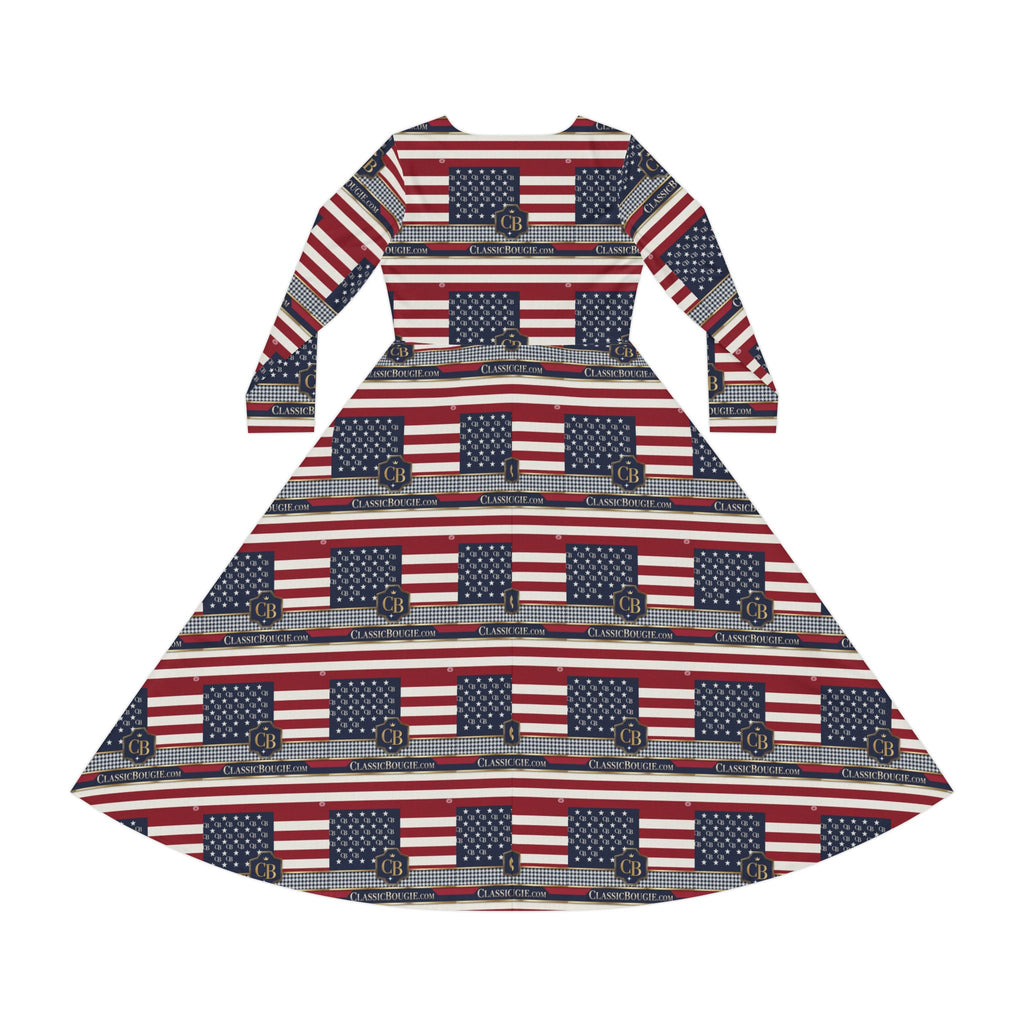 Patriotic Long Sleeve Dance Dress for Women, Ideal for Independence Day, Dance Recitals, Summer Parties, Seasonal Events, Everyday Wear
