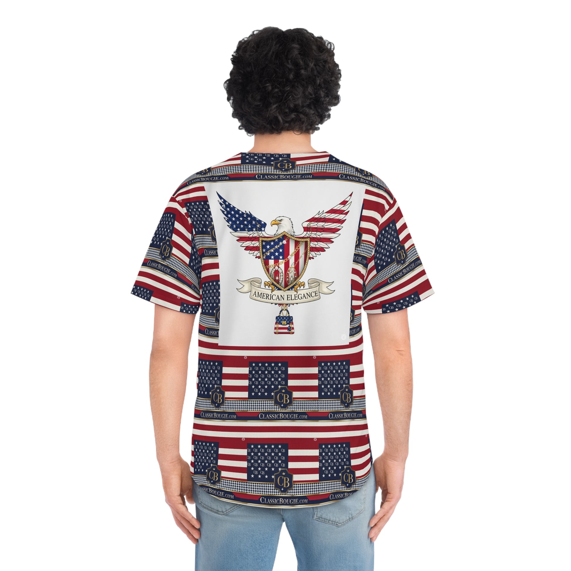 Patriotic Men's Baseball Jersey, Casual Summer Wear, Independence Day Shirt, USA Flag Jersey, Outdoor Sports Apparel
