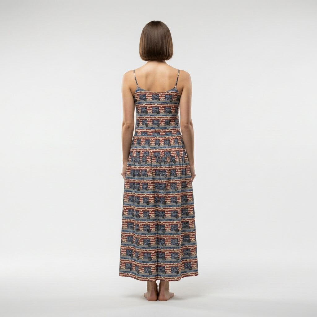 Digital Camo Maxi Dress in Lightweight Cotton Poplin