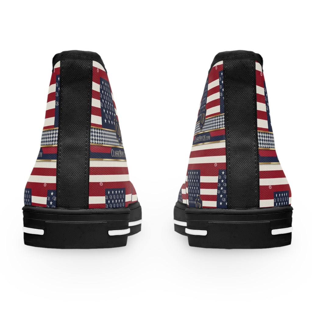 Patriotic High Top Sneakers, Trendy Women's Shoes for Celebrations, Independence Day Footwear, Stylish Sneakers for Everyday Wear, [...]