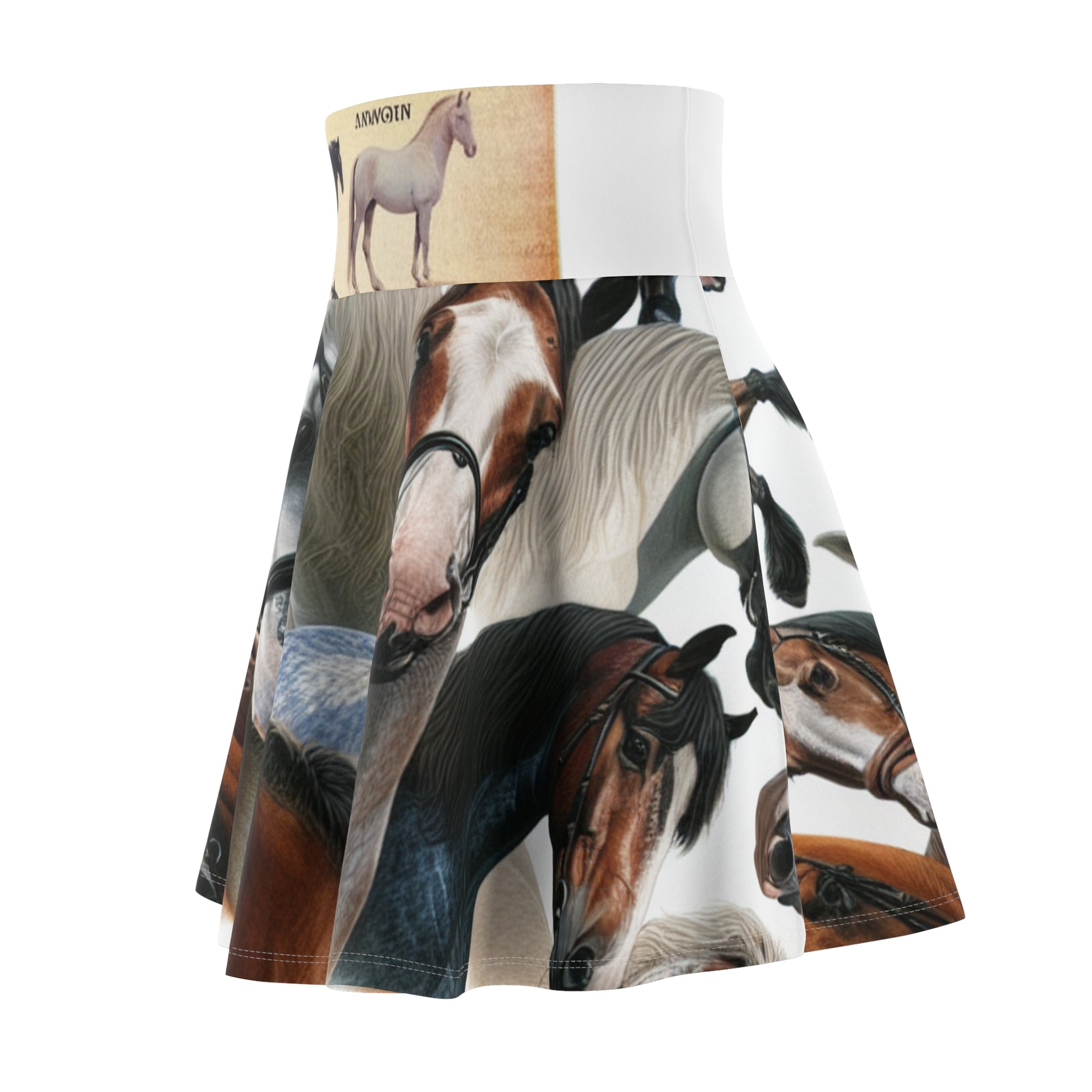 Horse Print Women's Skater Skirt, Equine Lover's Fashion, Gift for Horse Enthusiasts, Vintage Style Skirt, Boho Skirt, Casual Wear