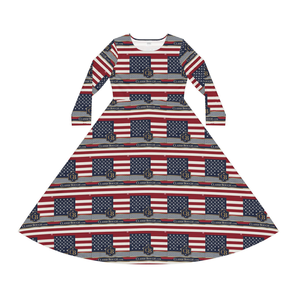 Patriotic Long Sleeve Dance Dress for Women, Ideal for Independence Day, Dance Recitals, Summer Parties, Seasonal Events, Everyday Wear