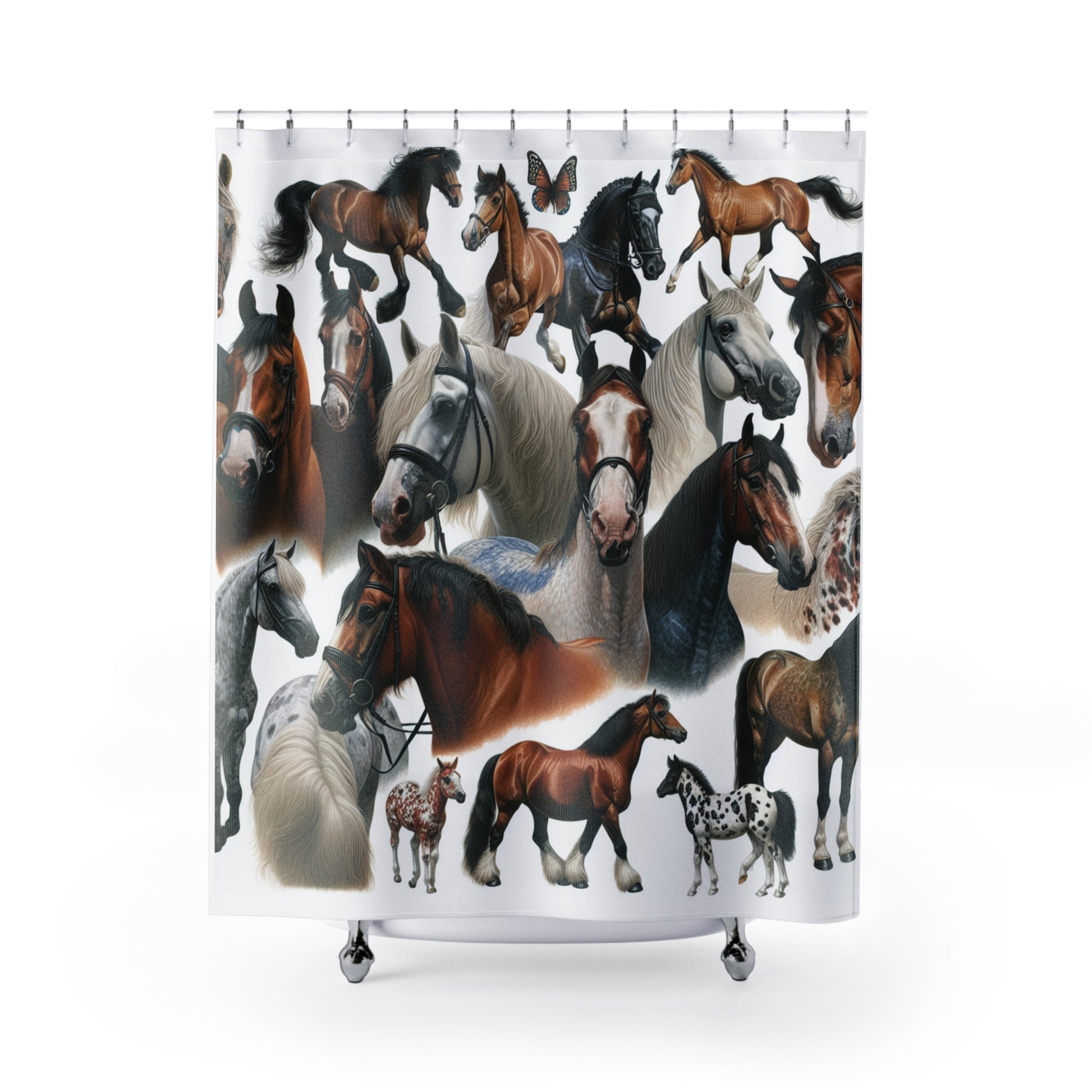 Horse-Themed Shower Curtain, Equestrian Decor, Bathroom Accessories, Farmhouse Style, Gift for Horse Lovers, Unique Home Design