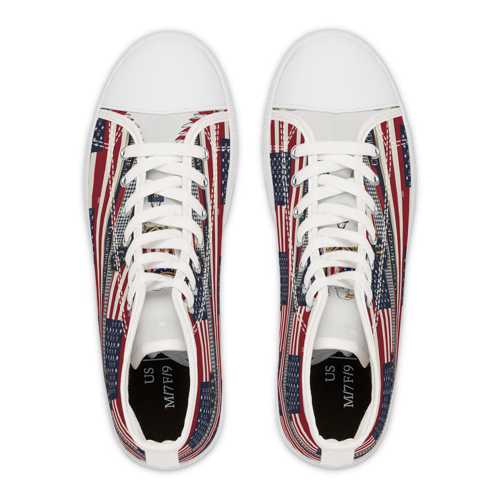 Patriotic High Top Sneakers, Trendy Women's Shoes for Celebrations, Independence Day Footwear, Stylish Sneakers for Everyday Wear, [...]