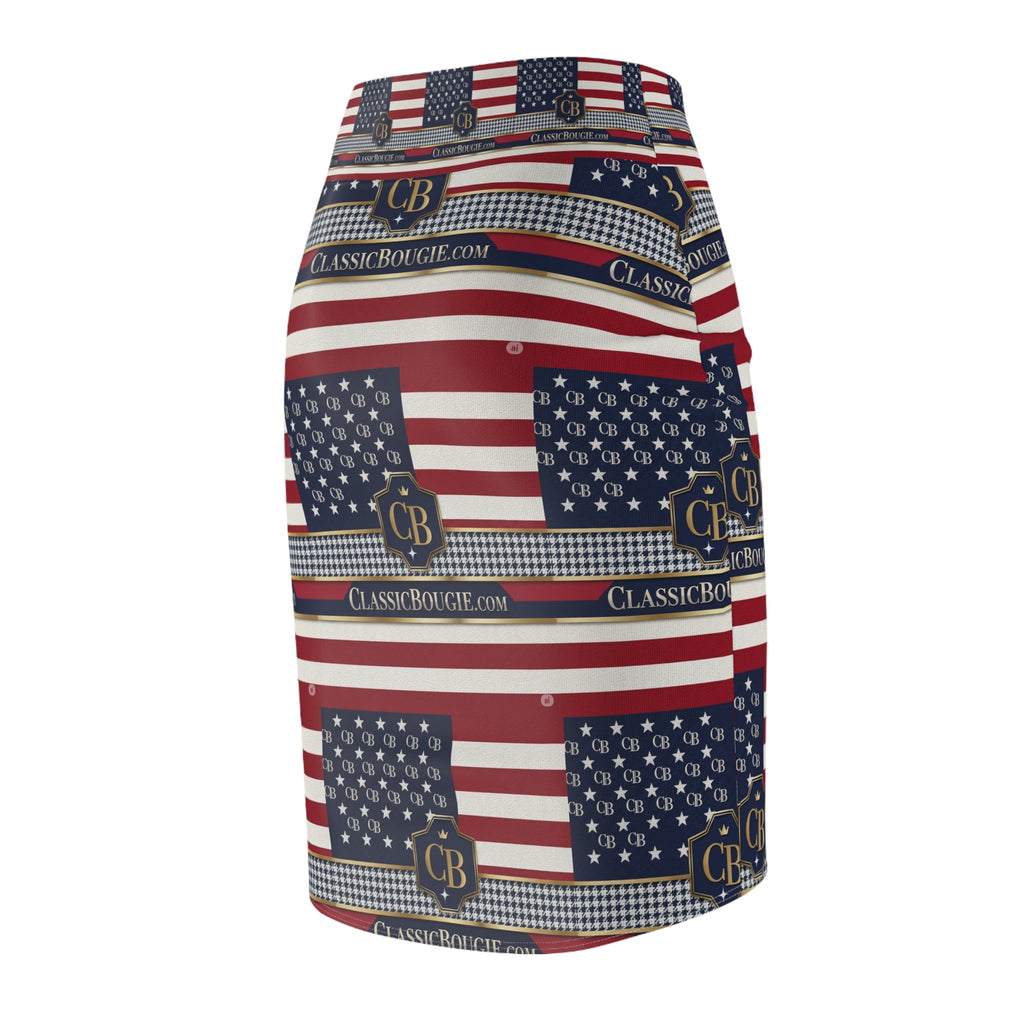Patriotic Pencil Skirt - Celebrate in Style, USA Flag Skirt, Women's Fashion, Independence Day Outfit, Memorial Day Wear, Unique Gift