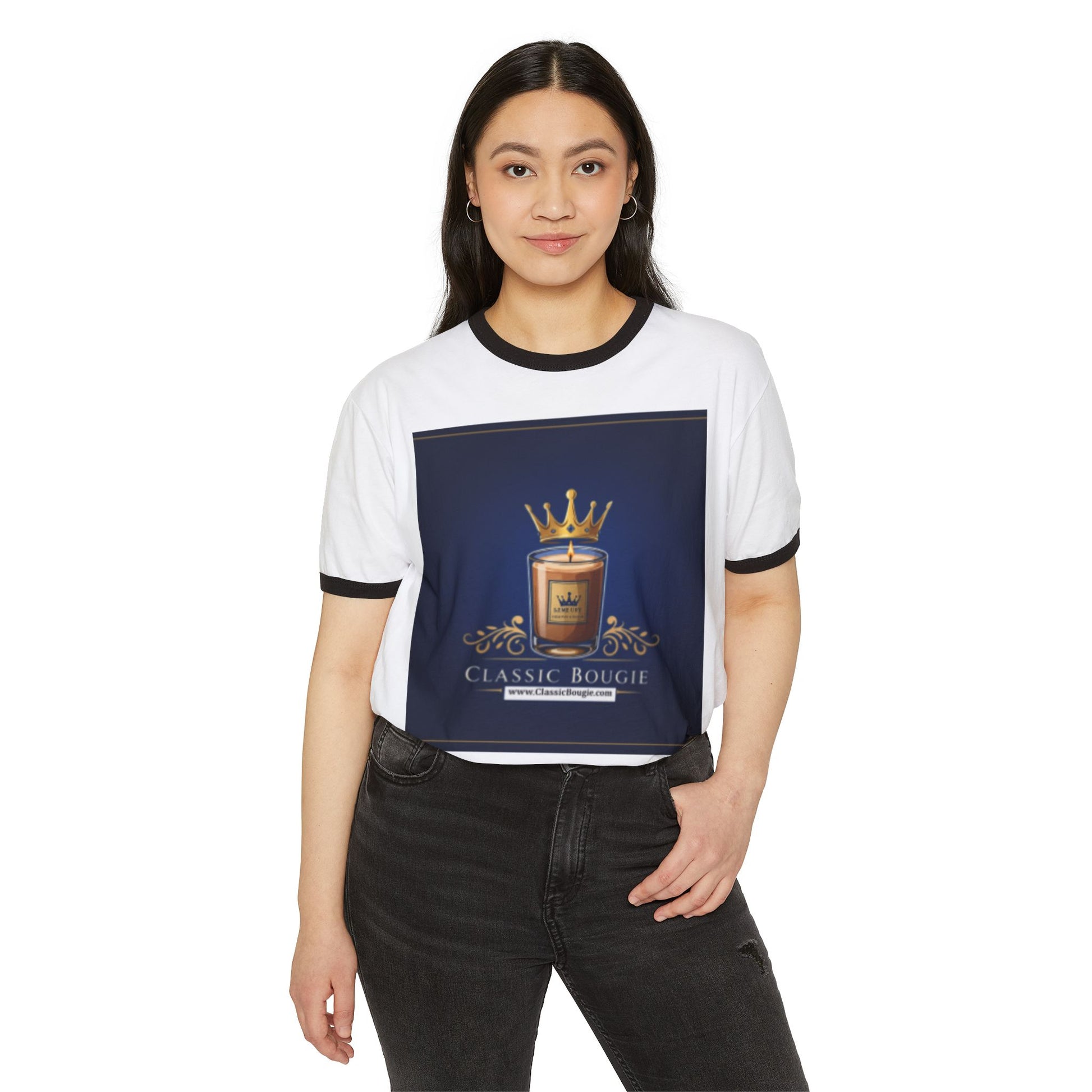 Elegant Classic Bougie Ringer T-Shirt, Casual Wear, Birthday Gift, Fashion Statement, Unisex Apparel, Trendy Top