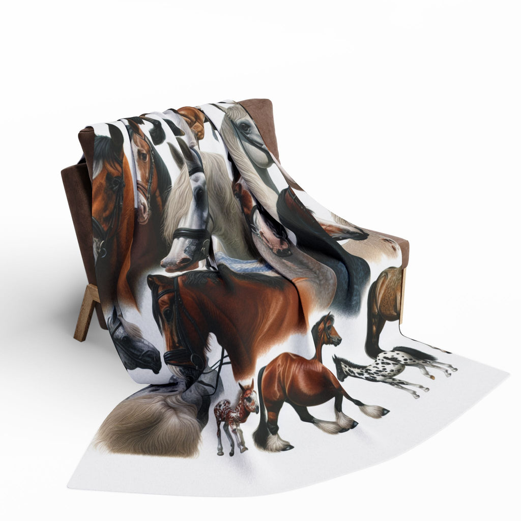 Cozy Horse Art Fleece Blanket | Equine Decor, Gift for Horse Lovers, Animal Lovers, Home Comfort, Kids Room