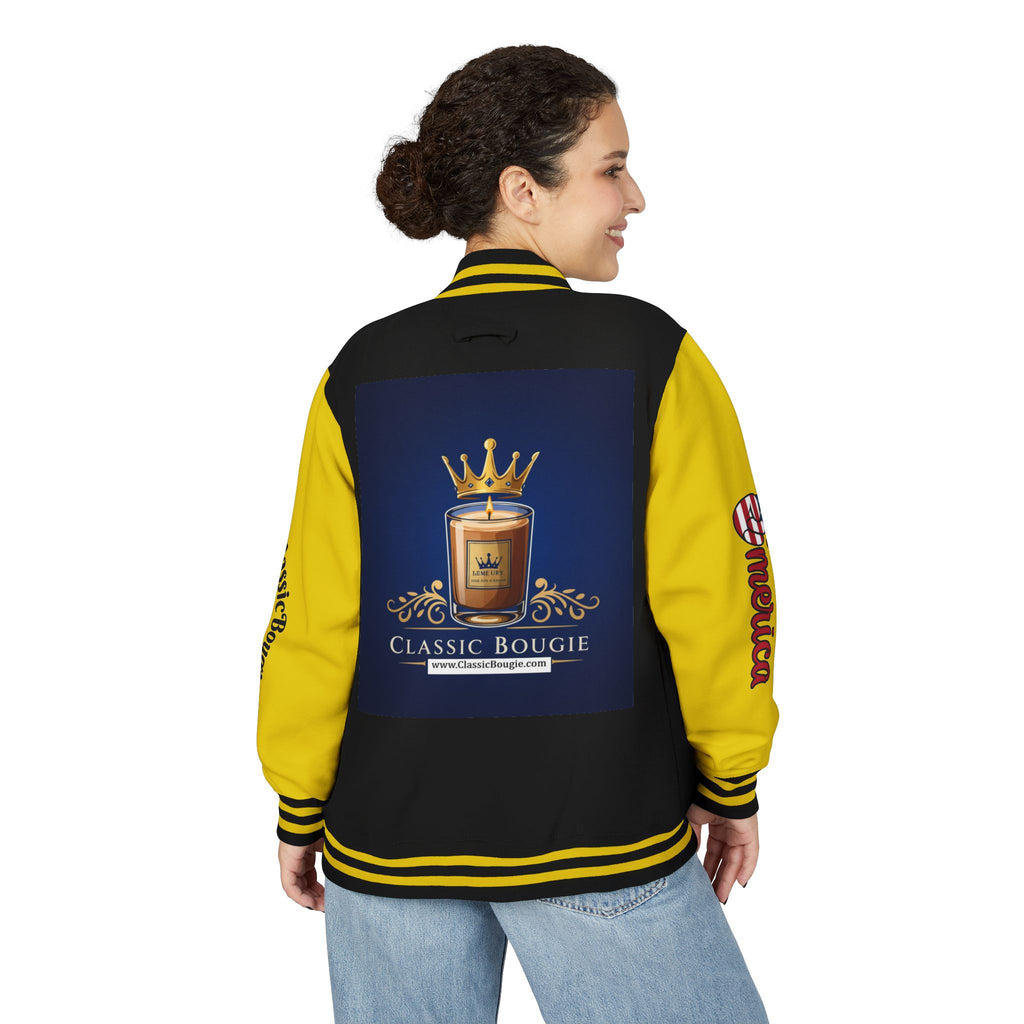 Classic Bougie Unisex Heavyweight Letterman Jacket - Vintage Style, Casual Wear, Trendy Outerwear, College Spirit, Gift for Him/Her