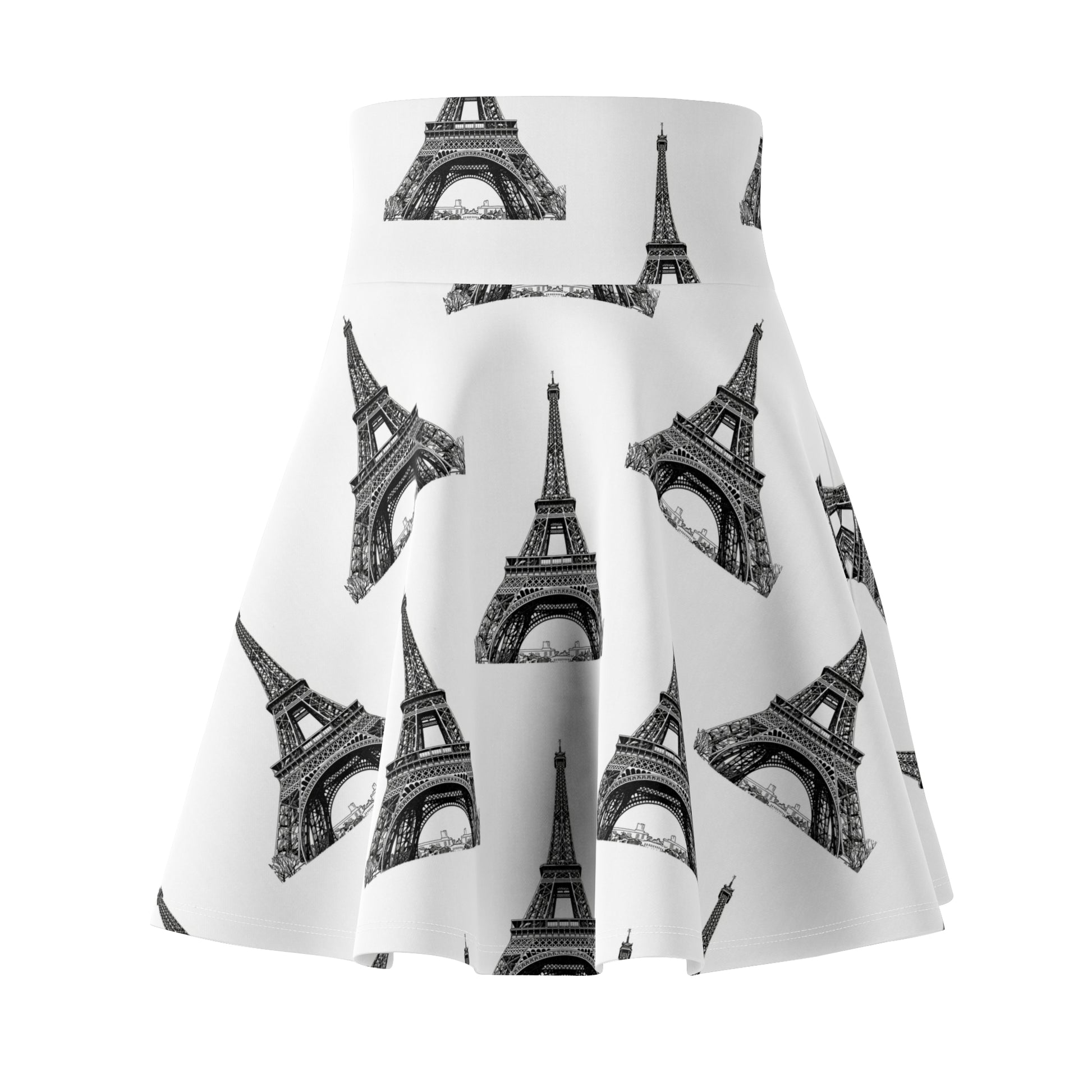 Chic Eiffel Tower Skater Skirt, Feminine Fashion, Paris Themed, Casual Wear, Stylish Summer Outfit, Gift for Her