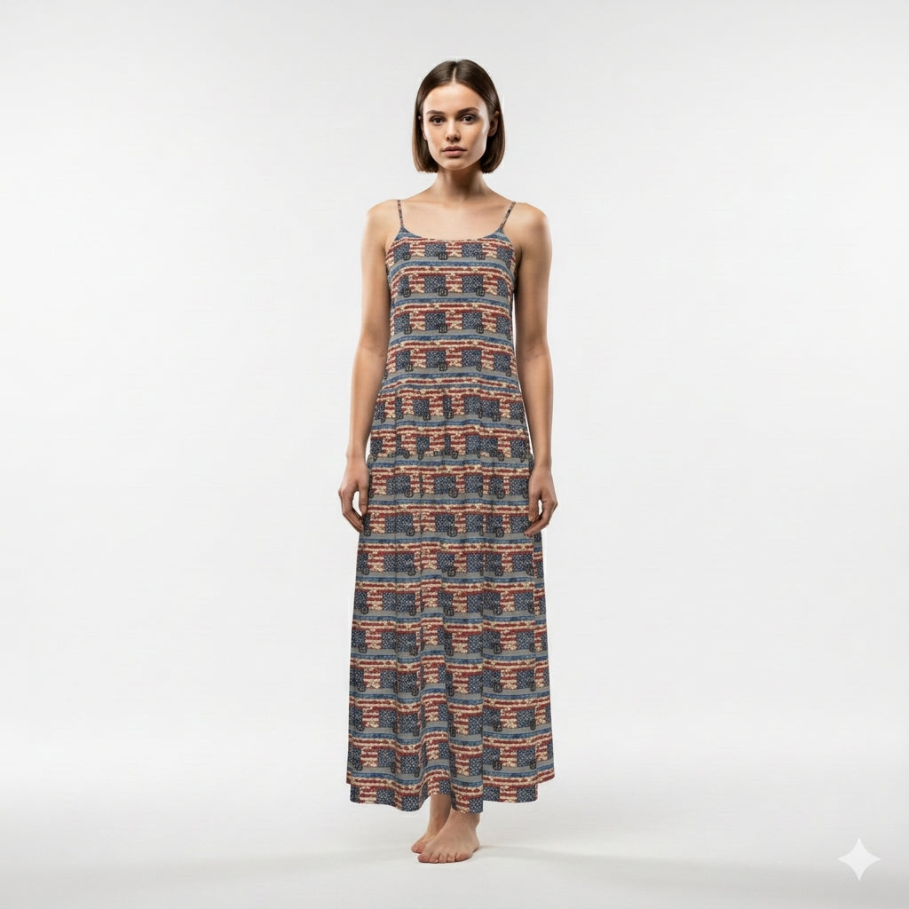 Digital Camo Maxi Dress in Lightweight Cotton Poplin